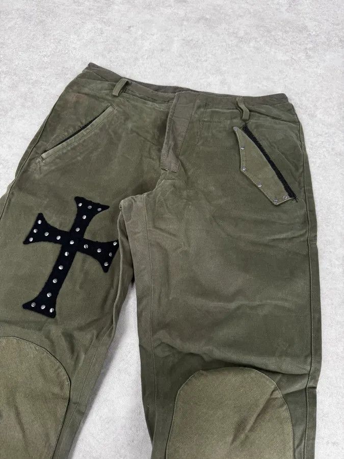 Daniele Alessandrini Daniele Alessandrini Green Cross Patch Flare Pants Size US 30 / EU 46 - 6 Thumbnail