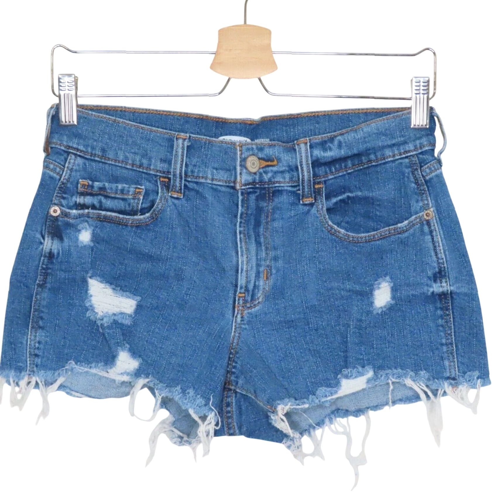 Old Navy Old Navy Womens 2 Boyfriend Distressed Medium Blue Denim Jean Cut Off Shorts Size 26" / US 2 / IT 38 - 2 Thumbnail