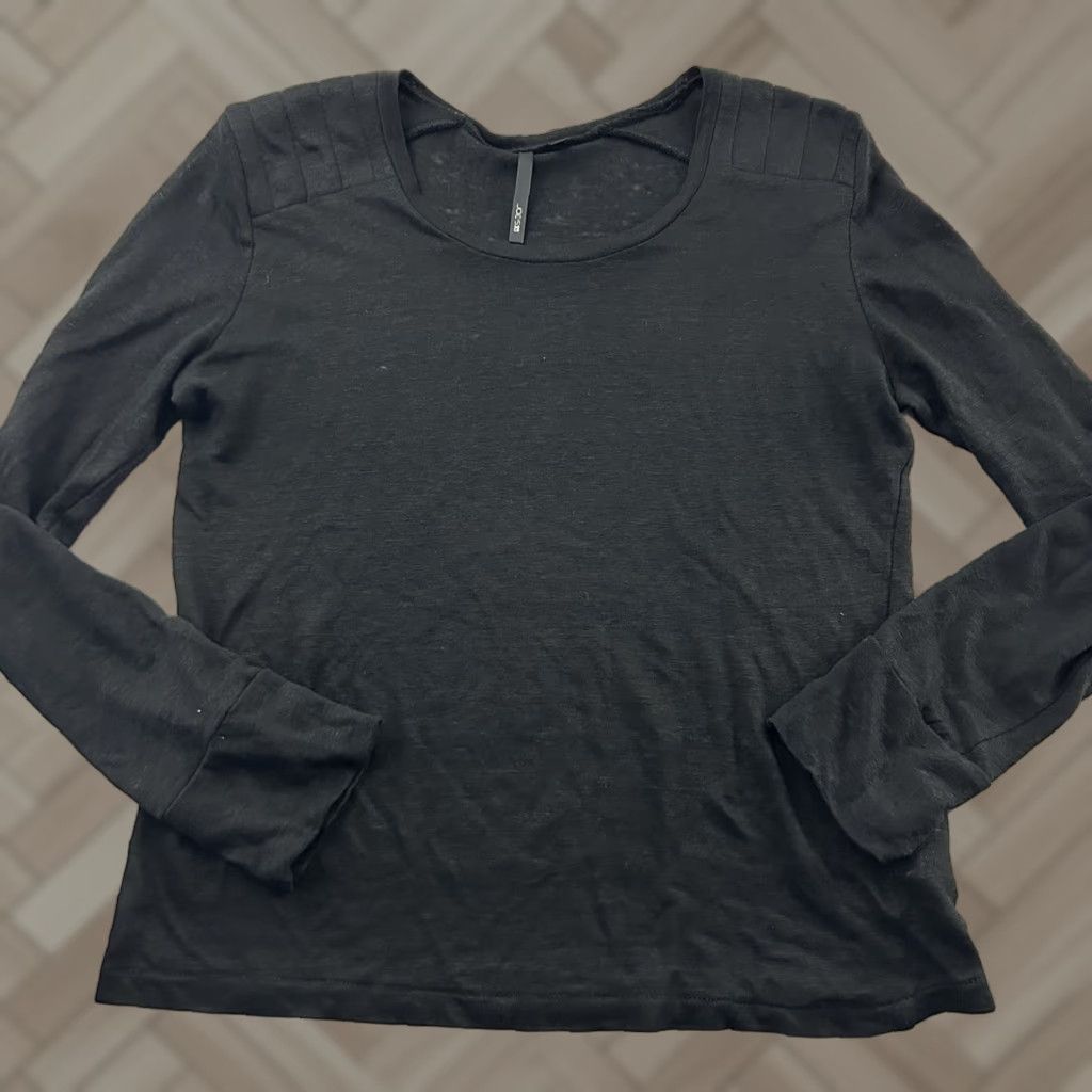 Vintage Joe's Linen Long Sleeve Top Blouse Women's Large Black 100% N/A Size L / US 10 / IT 46 - 1 Thumbnail