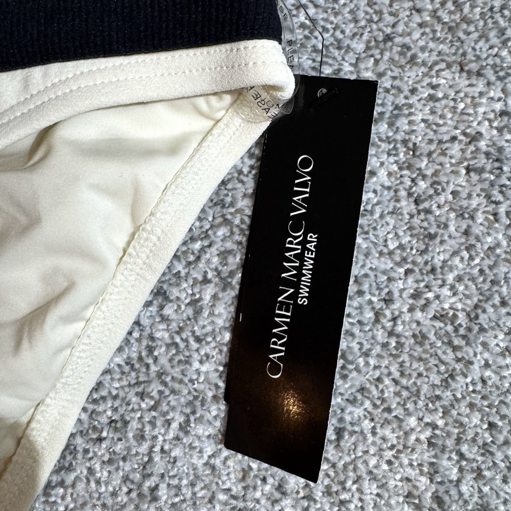 Vintage Carmen Marc Valvo Bikini Bottom M Women Ivory Designer Luxury Resort Minimalist Size 32" / US 10 / IT 46 - 2 Thumbnail