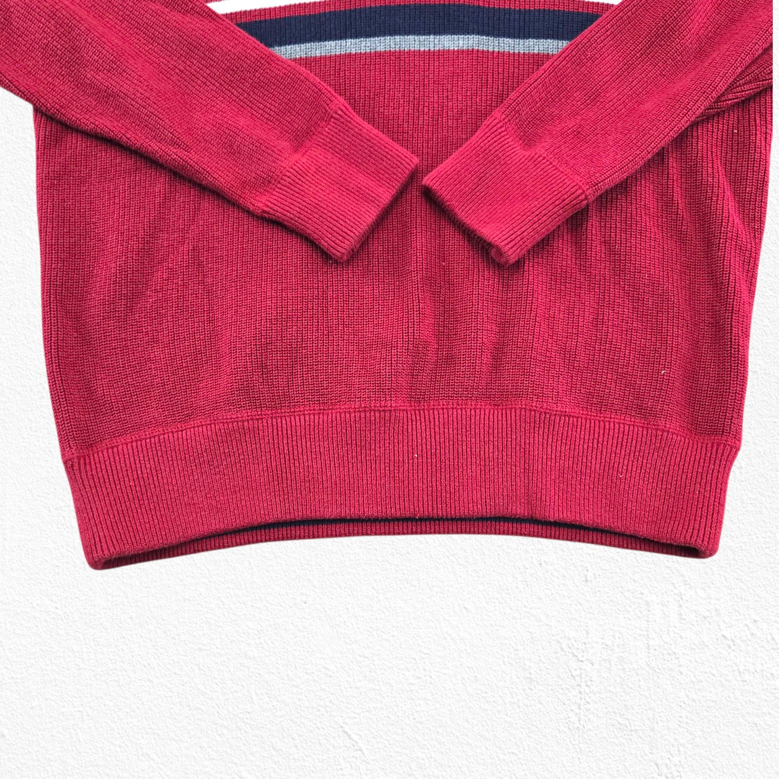 Eddie Bauer Eddie Bauer Red Half Zip Striped Knit Sweater Size Large Size US L / EU 52-54 / 3 - 11 Thumbnail