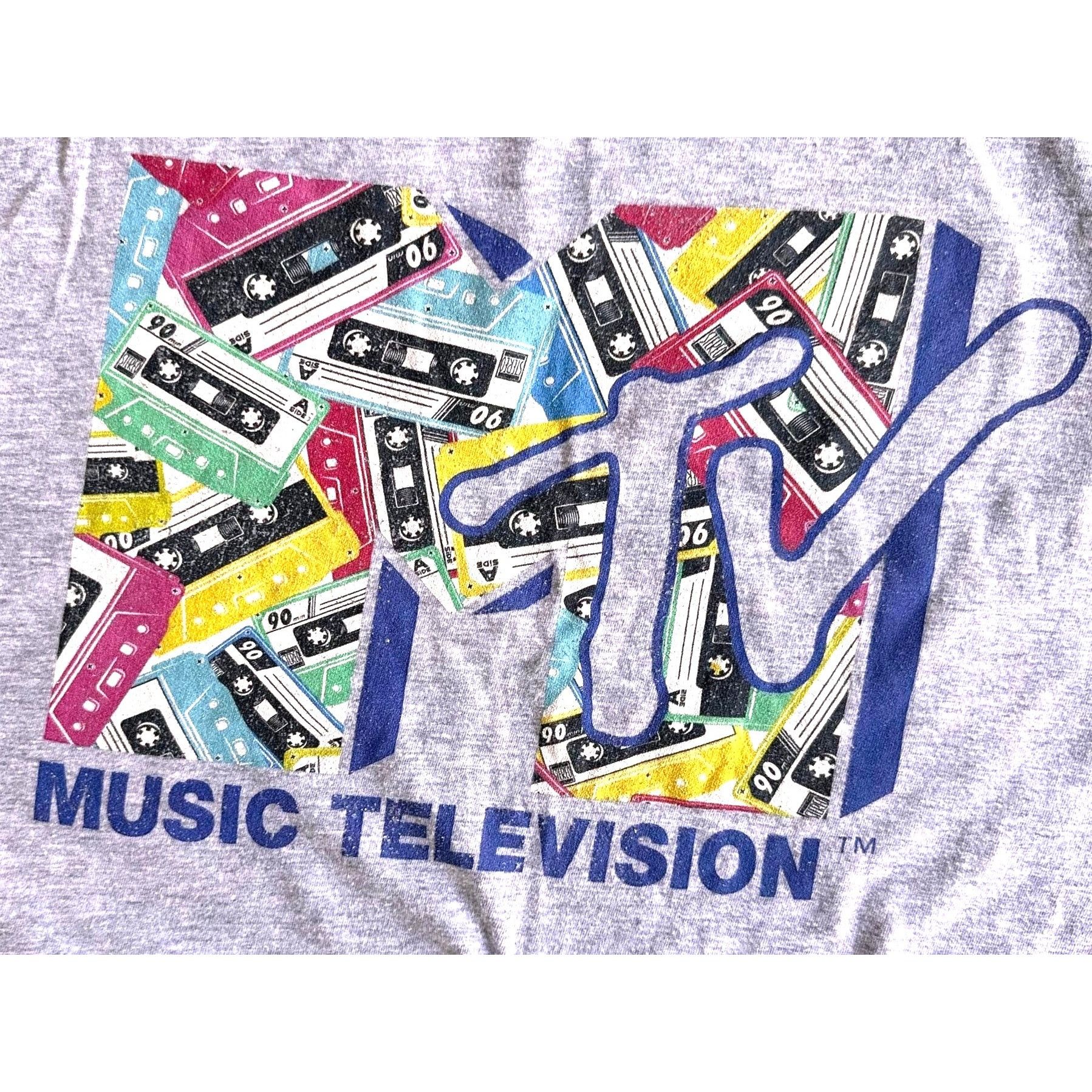 Mtv × Vintage Vintage MTV T Shirt Unisex Large Gray Casette Tapes Classic Size US L / EU 52-54 / 3 - 1 Thumbnail