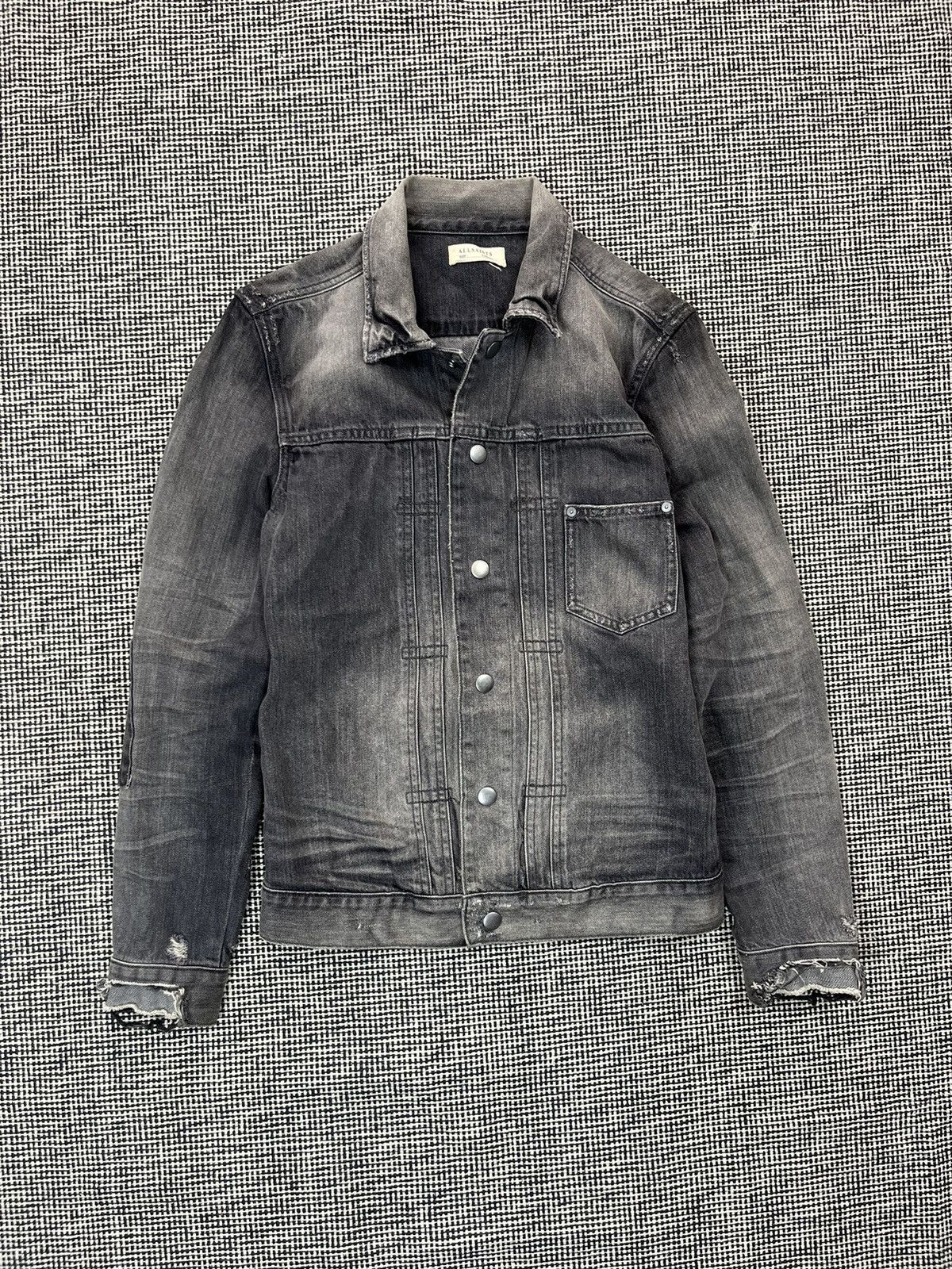 Other ➕ Allsaints distressed black faded washed denim jacket Size US XS / EU 42 / 0 - 2 Thumbnail