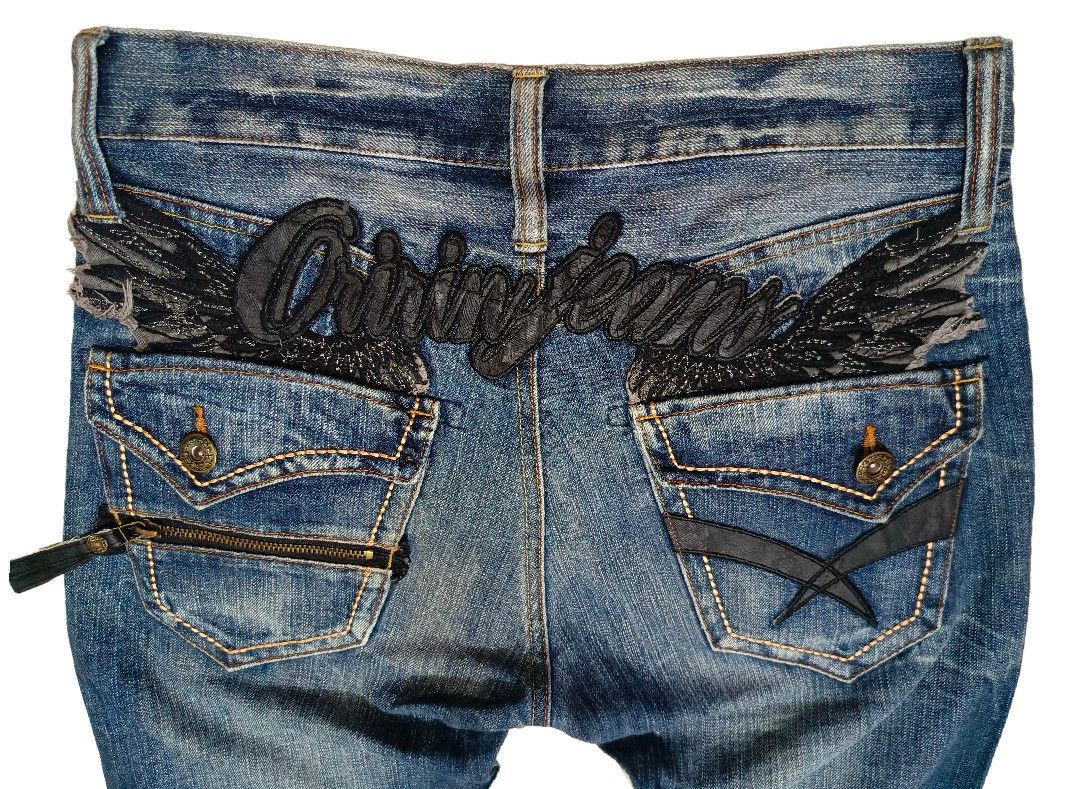 Japanese Brand Leather wing Waist Distressed Washed Denim Size US 32 / EU 48 - 1 Thumbnail