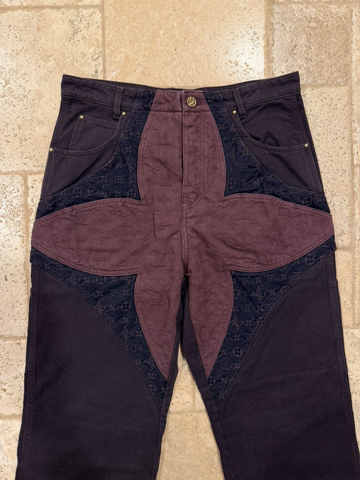 Louis Vuitton Louis Vuitton Virgil Flower Monogram Denim Work Jeans Pants Size US 32 / EU 48 - 6 Thumbnail
