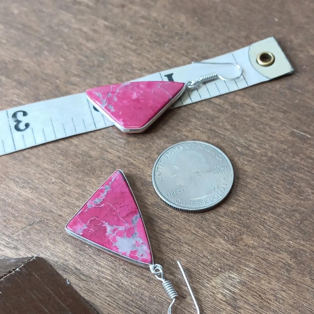 Designer Pink Sea Sediment Jasper gemstone earrings Size ONE SIZE - 2 Thumbnail