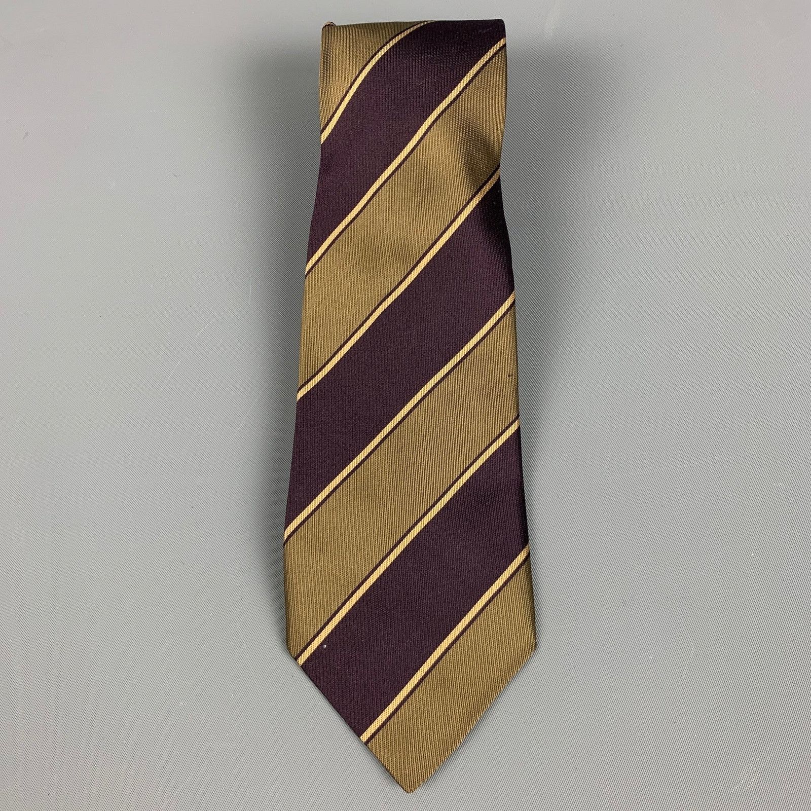 Vintage VINTAGE Purple Taupe Diagonal Stripe Tie Size ONE SIZE - 2 Thumbnail