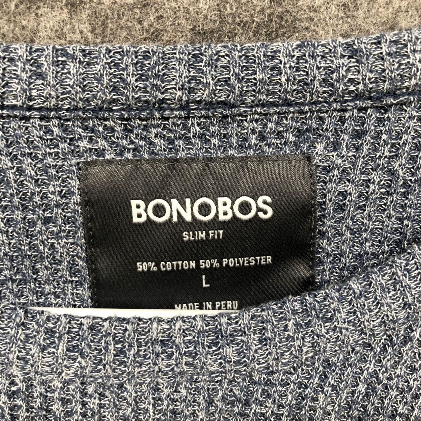 Bonobos Bonobos Thermal Shirt Mens L Crewneck Slim Fit Blue Long Sleeve Waffle Knit Size US L / EU 52-54 / 3 - 5 Thumbnail