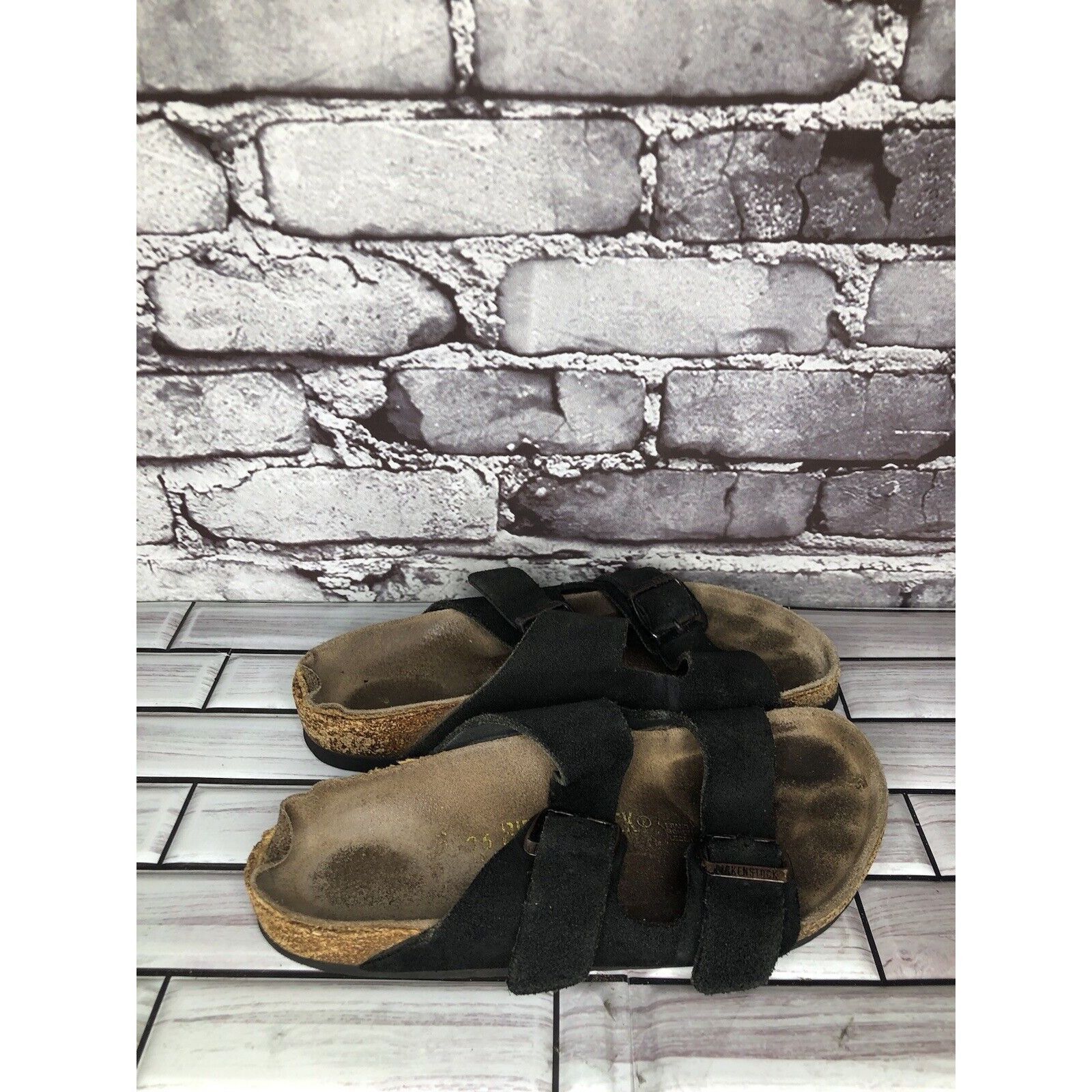 Birkenstock Birkenstock Arizona Black Suede Leather Cork Slides Sandals Size US 6 / IT 36 - 12 Thumbnail