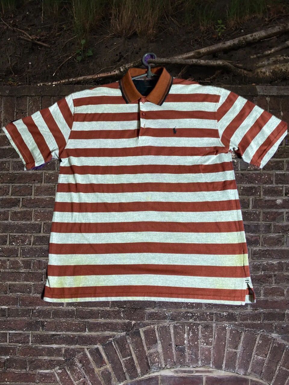 Polo Ralph Lauren × Vintage Vintage Striped Polo Ralph Lauren Shirt basic logo polo Size US L / EU 52-54 / 3 - 1 Thumbnail