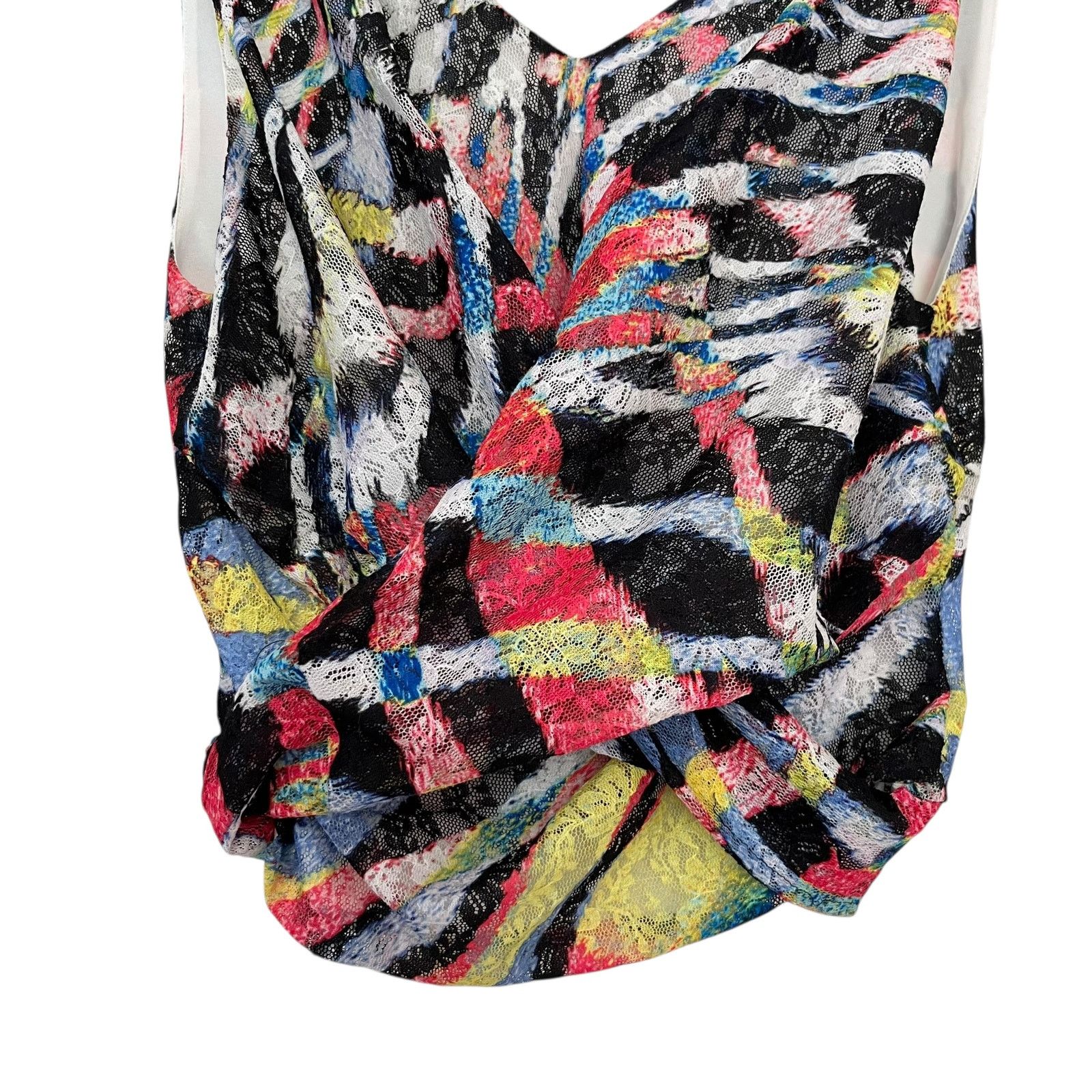 Just Cavalli Just Cavalli Multicolor Abstract Print Lace Blouse Size S / US 4 / IT 40 - 3 Thumbnail