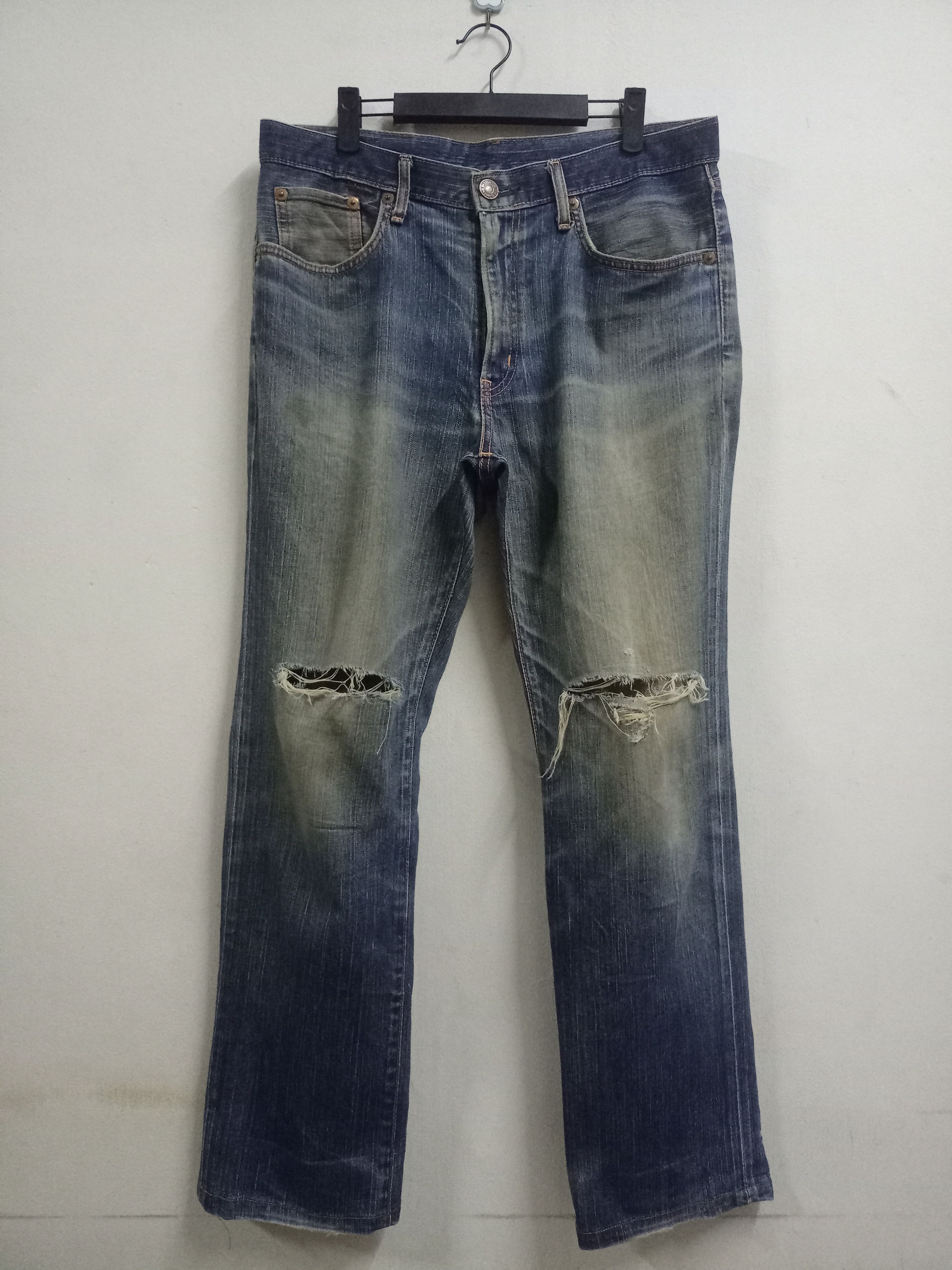 image of Vintage Japan Edwin 503 Baggy Style Distressed Jeans in Blue, Men's (Size 34)