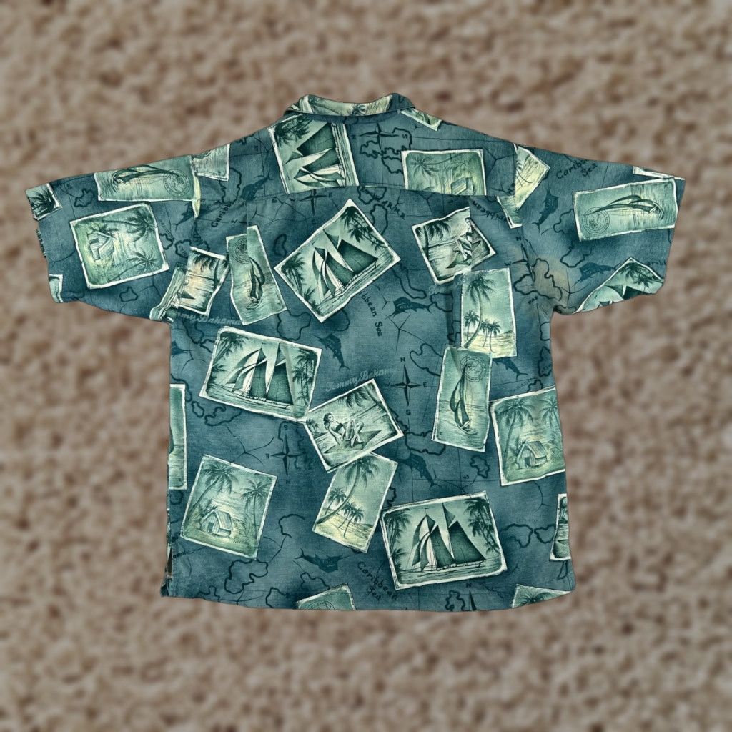 Tommy Bahama Tommy Bahama Shirt Mens Medium Green Postcard Print RELAX 100% Silk Hawaiian Size US M / EU 48-50 / 2 - 1 Thumbnail