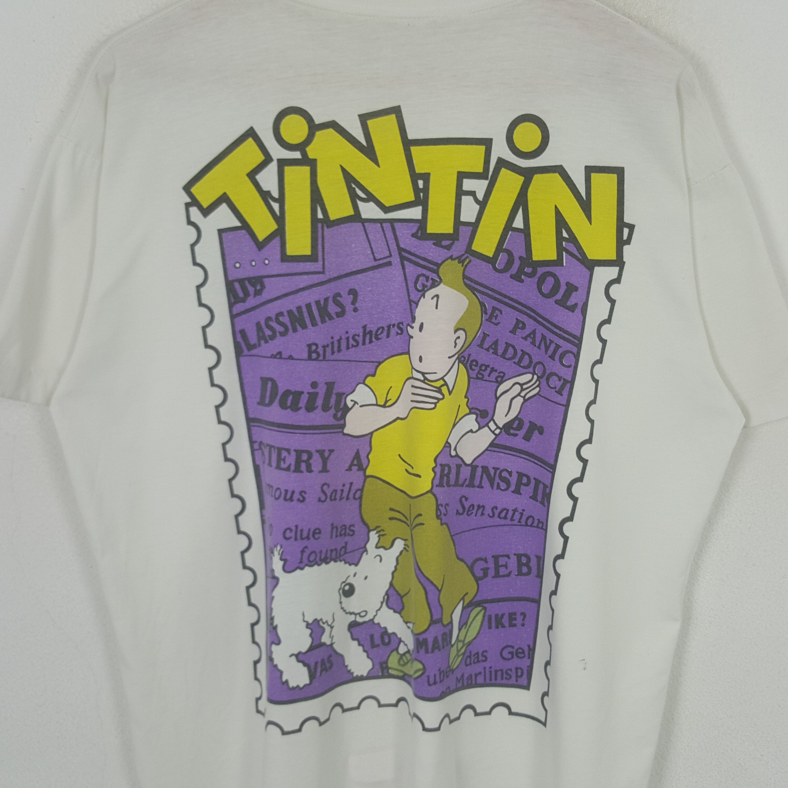 Vintage Vintage Tintin American Cartoon Movie Tshirt C294N75 Size US XL / EU 56 / 4 - 4 Thumbnail