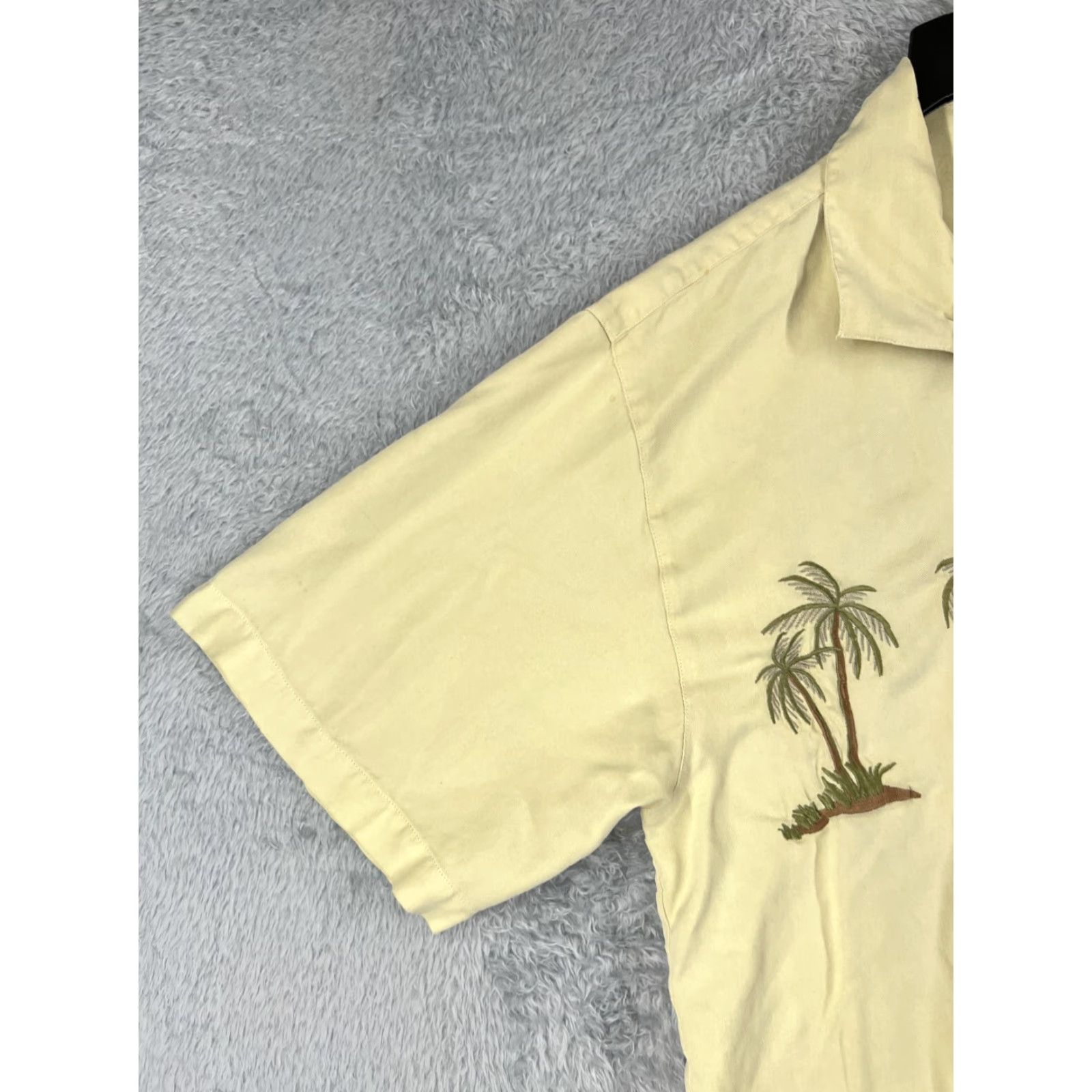 Vintage Tiki Classics Shirt Men XL Yellow Palm Tree Embroidered 100% Silk Resort Aloha Hawaiian Floral Button-Up Casual Size US XL / EU 56 / 4 - 3 Thumbnail