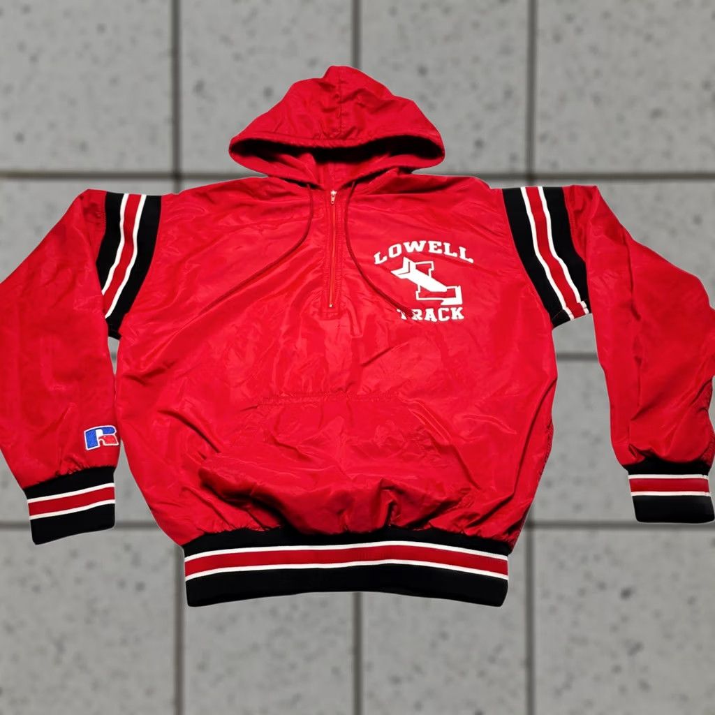 Russell Athletic VINTAGE Russell Athletic Pullover Windbreaker Jacket M Red Mens 90s USA Made Athletic Style arrowed Size US M / EU 48-50 / 2 - 1 Thumbnail