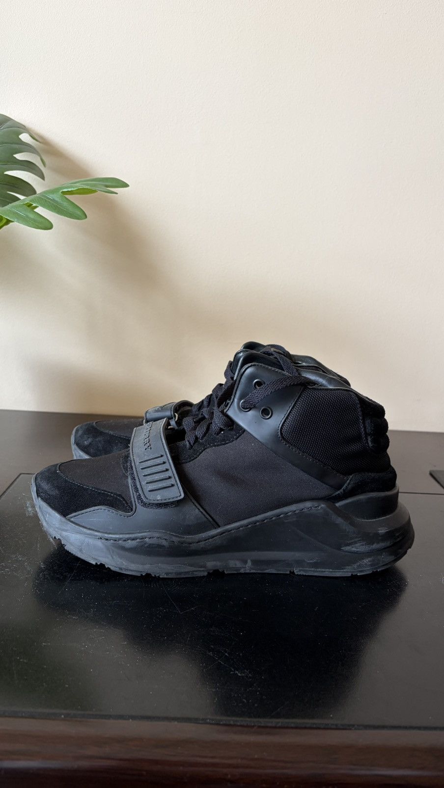 Burberry Burberry High-Top Strap Sneakers – Black – Size 41 (US 8) Size US 7.5 / EU 40-41 - 4 Thumbnail