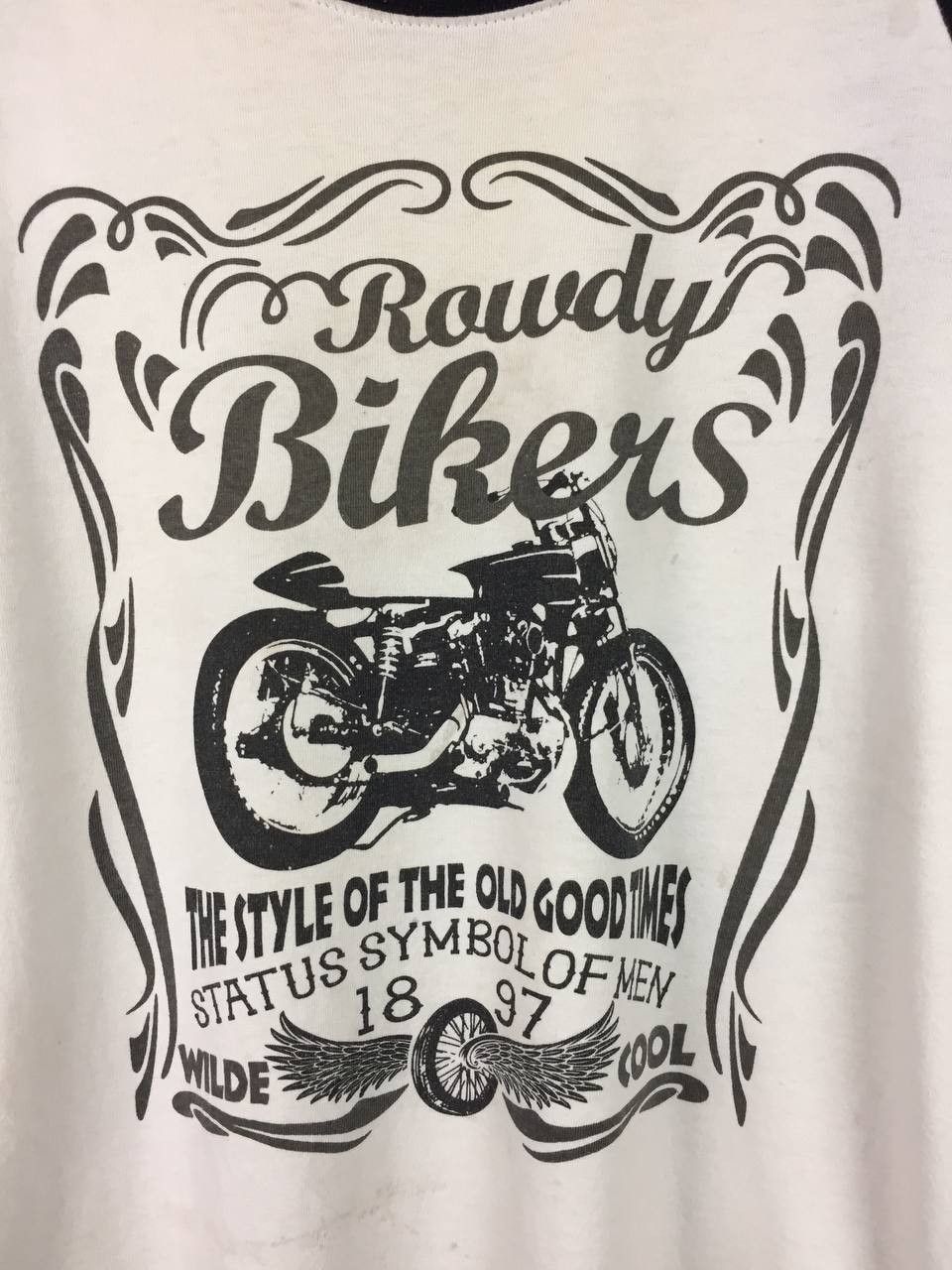 Vintage T-Graphics By Navy Produce Rowdy Bikers MC Raglan Tee Size US M / EU 48-50 / 2 - 4 Thumbnail
