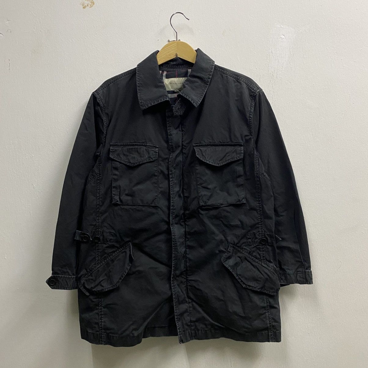 BURBERRY LONDON Military Field Jacket Check Nova Blue Size M