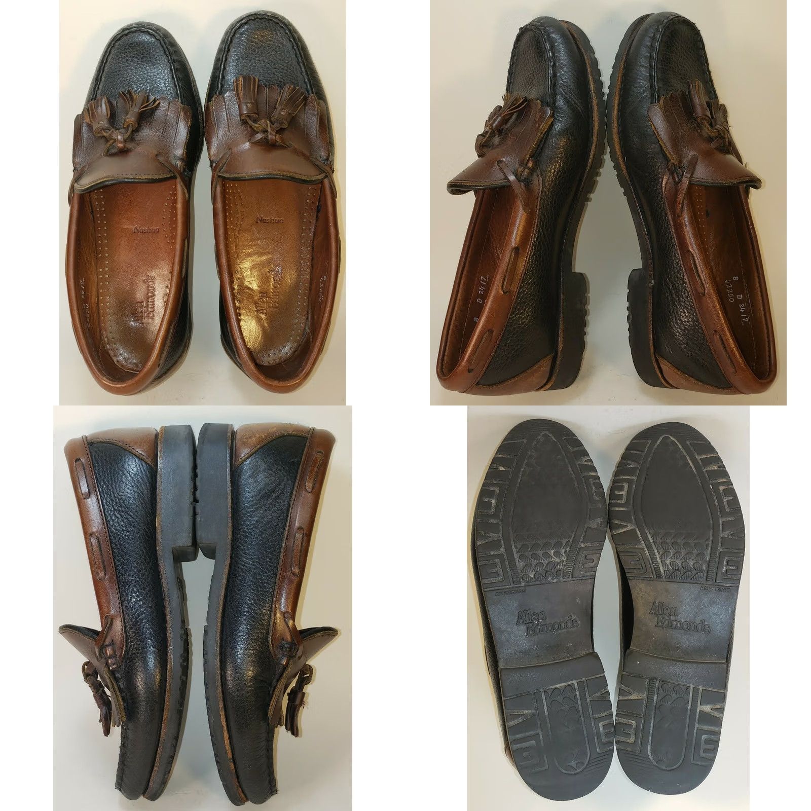 Allen Edmonds Allen Edmonds Nashau Loafer Men's Size 8M Black/Brown Two-Tone Tassels & Kilt Leather Casual to Dress Business Size US 8 / EU 41 - 8 Thumbnail