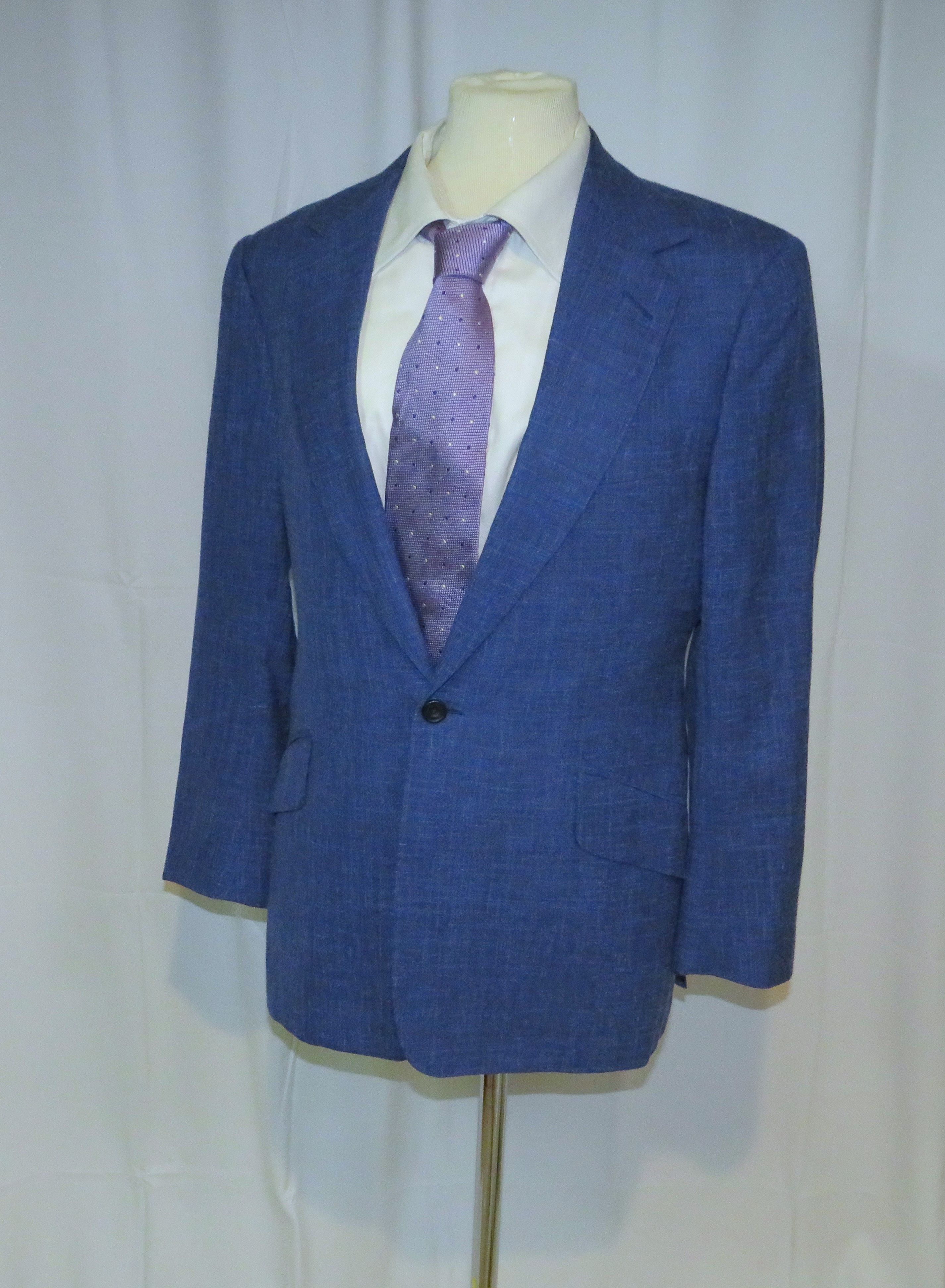 Huntsman Savile Row Bespoke Blue Melange One Button Sport Coat 36S Size 36S - 7 Thumbnail
