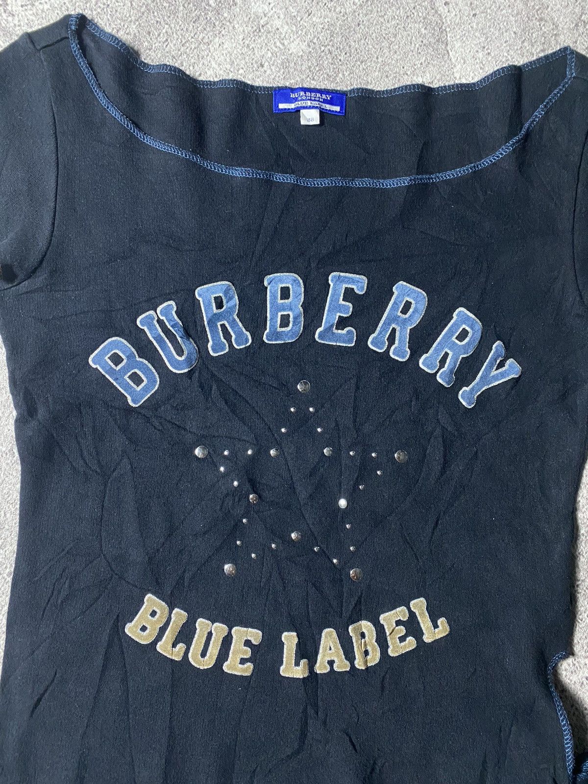 Burberry × Vintage VERY RARE Burberry Blue Label Rhinestone T-shirt Size S / US 4 / IT 40 - 2 Thumbnail