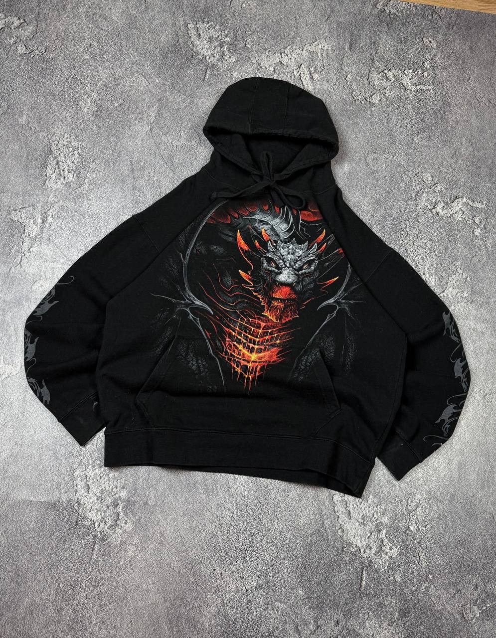 If Six Was Nine Y2K Spirit Dragon Fire Graphic Print Oversize Fit 2000s Goth Size US XXL / EU 58 / 5 - 8 Thumbnail