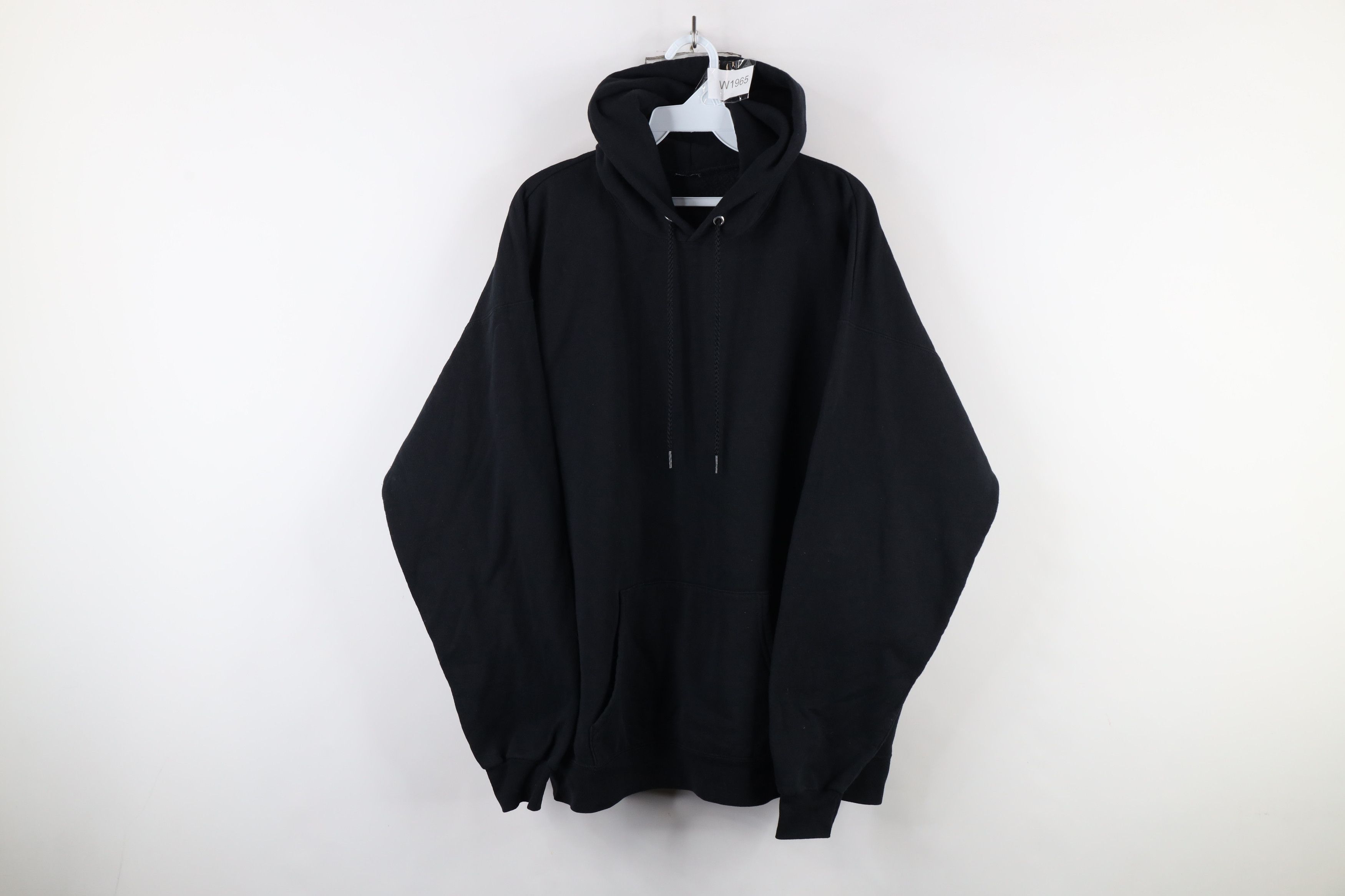 Vintage Vintage 90s Streetwear Faded Blank Hoodie Sweatshirt Black Size US XL / EU 56 / 4 - 1 Thumbnail