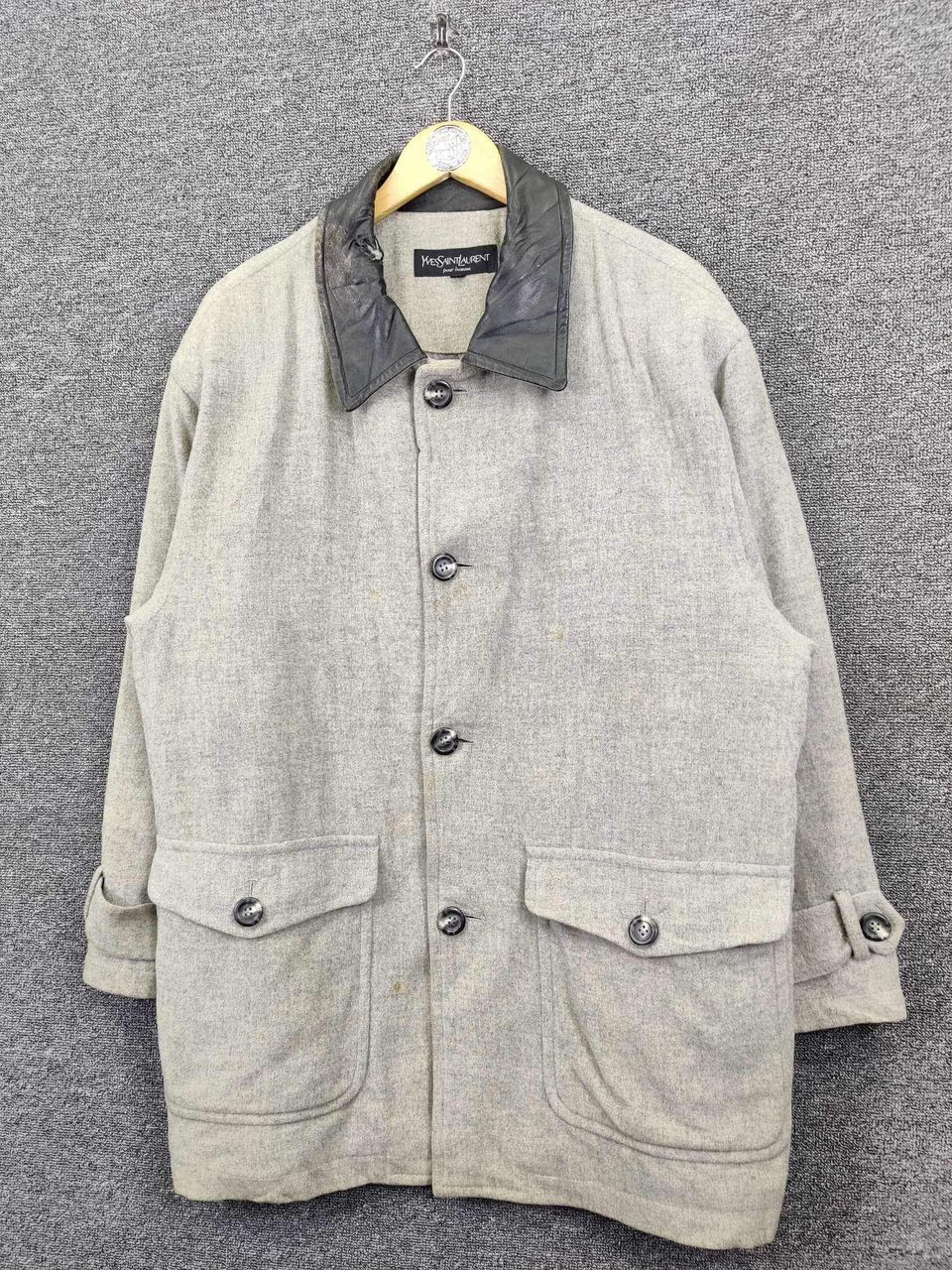 Yves Saint Laurent Vintage 90s Yves Saint Laurent Pour Homme Wool Button Coat Size US XL / EU 56 / 4 - 2 Thumbnail