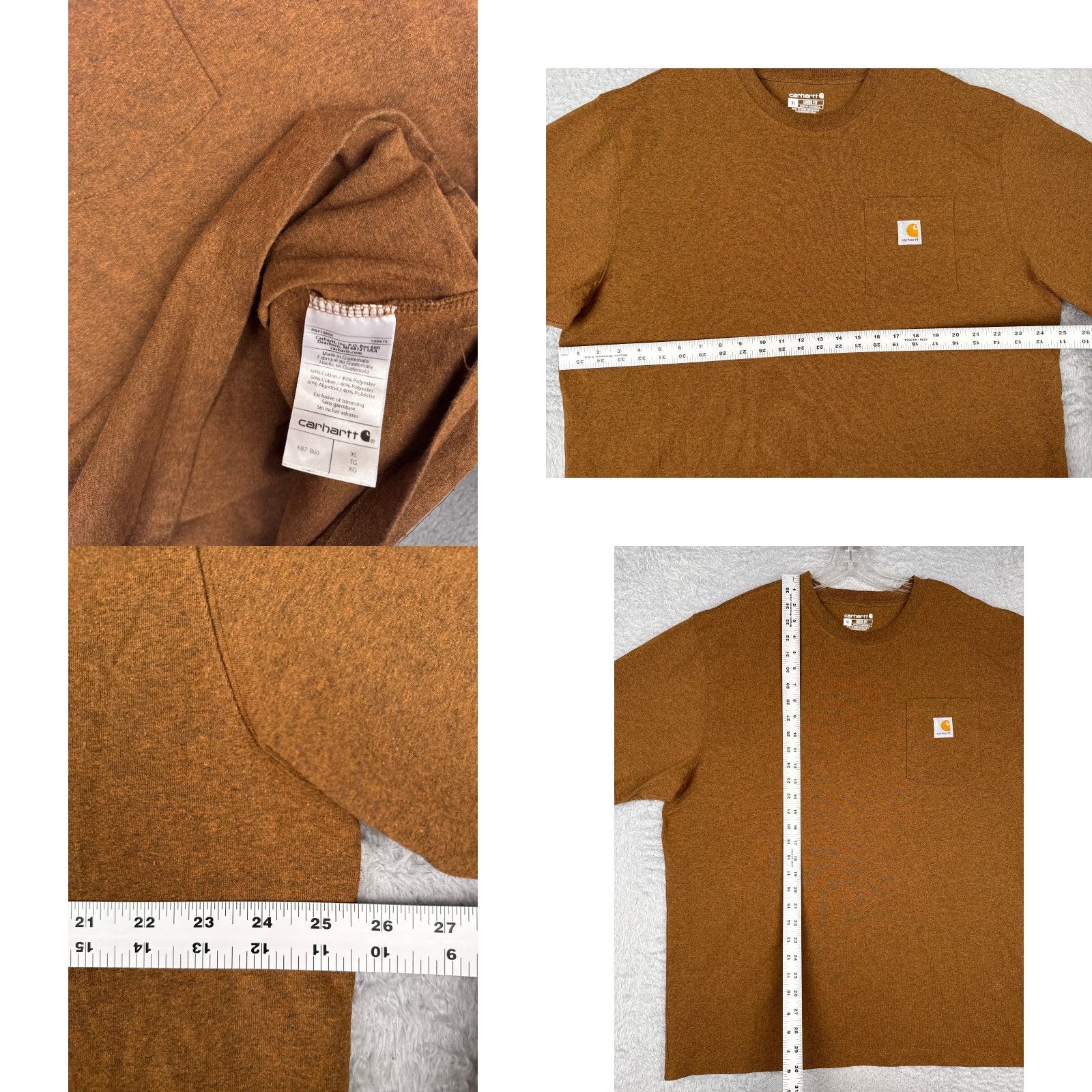 Carhartt Carhartt Shirt Men Extra Large Brown Short Sleeve Pocket Crew Neck Cotton Blend Size US XL / EU 56 / 4 - 8 Thumbnail