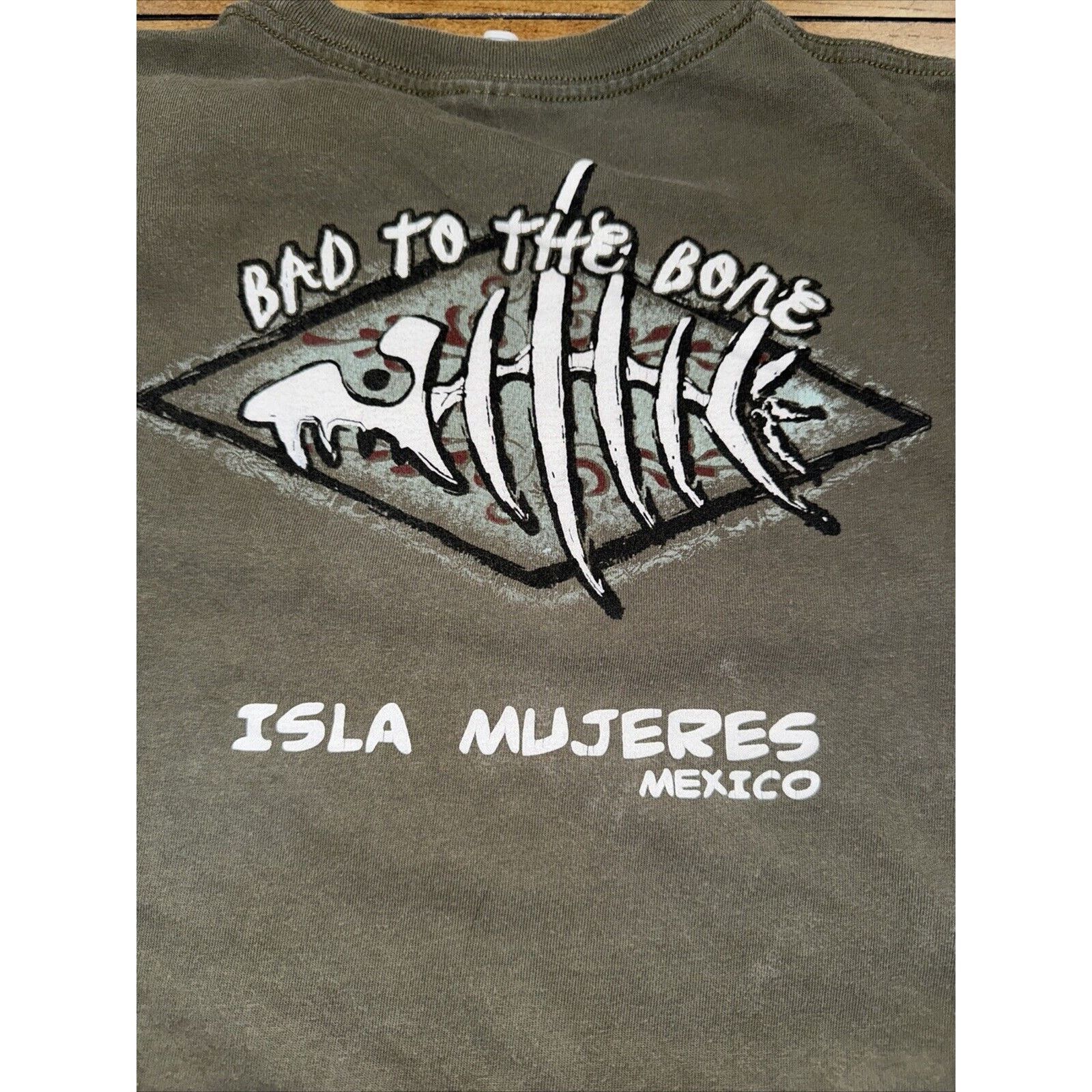 Hanes × Vintage Vintage Mexico Bad To The Bone T-Shirt Olive 2XL 24x27 Size US XXL / EU 58 / 5 - 2 Thumbnail