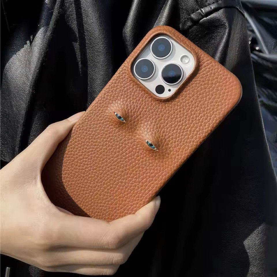 Genuine Leather Genuine Real Leather Designer Eye Iphone 16 Pro Max Case Size ONE SIZE - 4 Thumbnail
