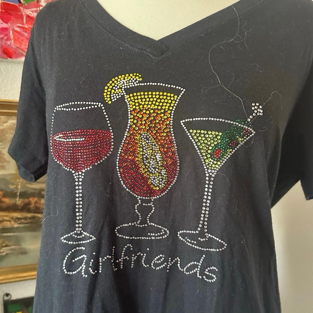 Other ideal t girlfriends bedazzled wine funny shirt Size XXL / US 16-18 / IT 52-54 - 2 Thumbnail