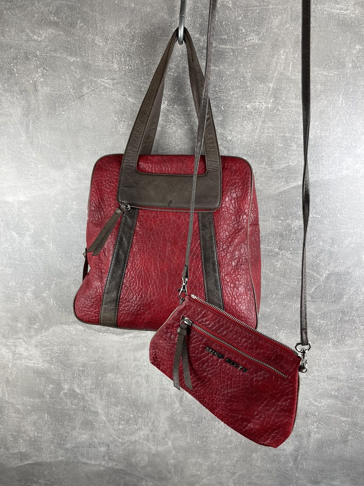 Miss Sixty Miss Sixty Textured Red Leather Handbag Transformer Bag Size ONE SIZE - 6 Thumbnail