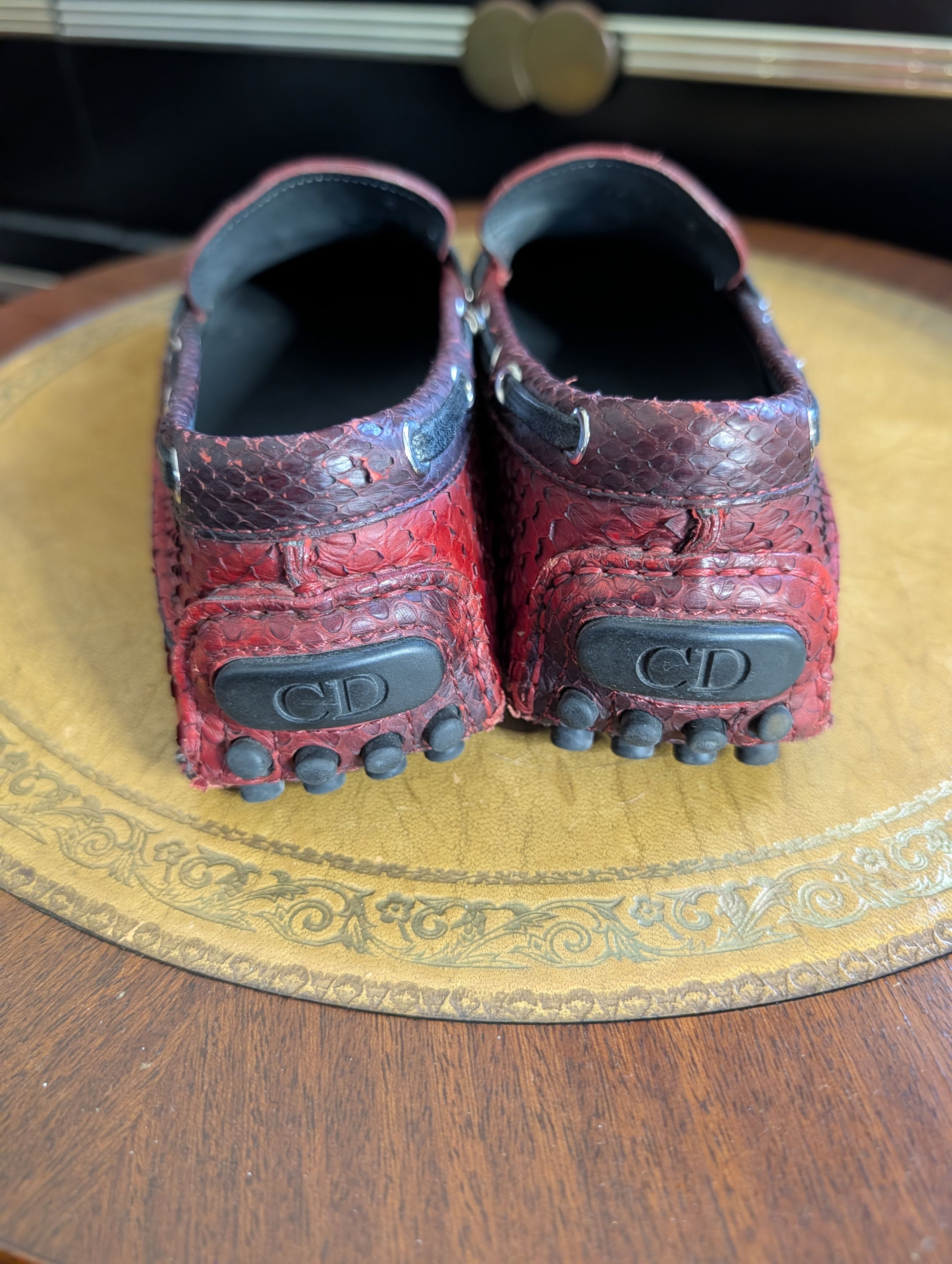Dior KVA Genuine Python Snakeskin Red Driving Loafers 41 Size US 8 / EU 41 - 7 Thumbnail