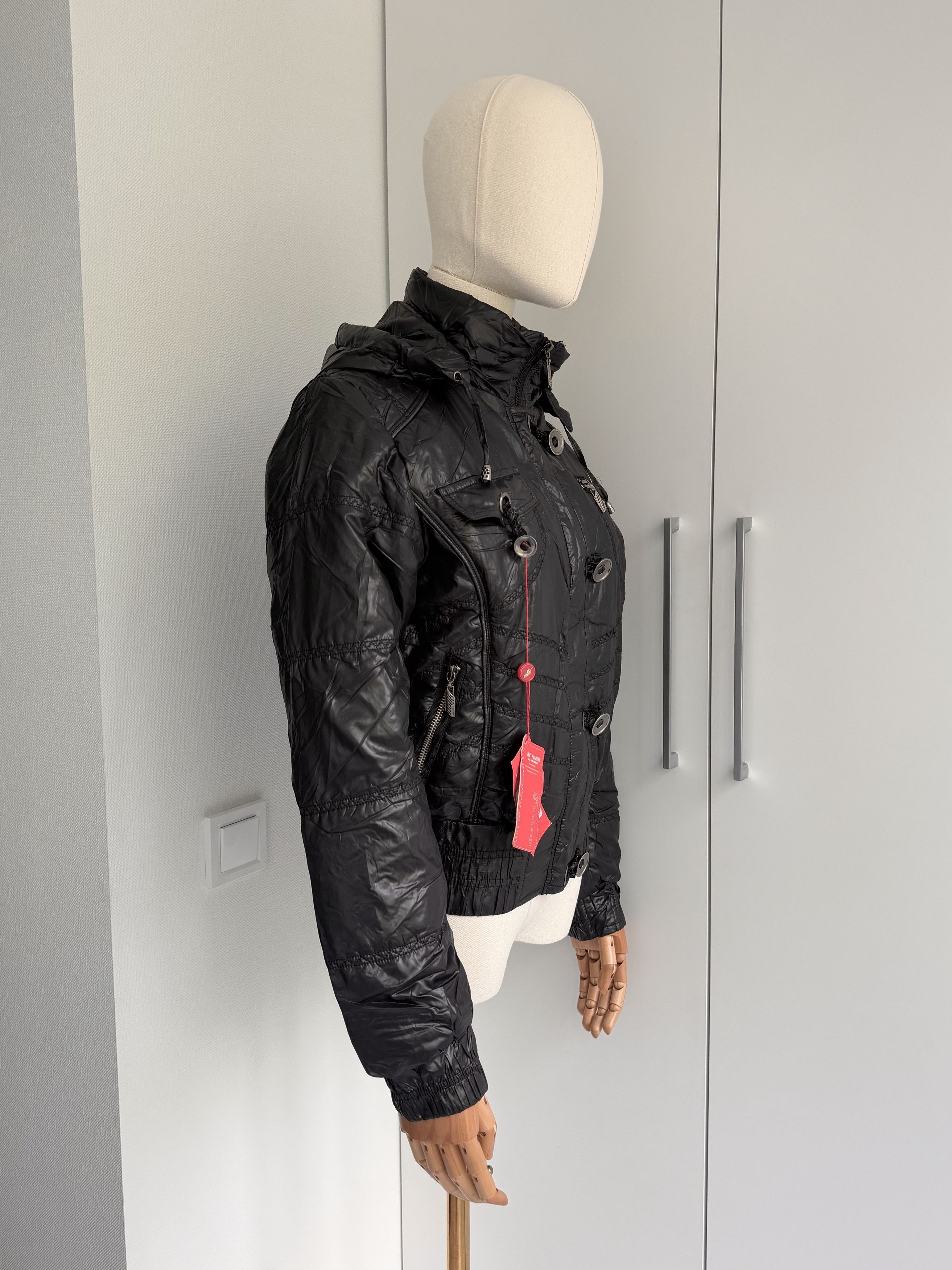 Japanese Brand Black Y2K Cropped Moto Jacket Women S Utility Biker Coat Size S / US 4 / IT 40 - 3 Thumbnail