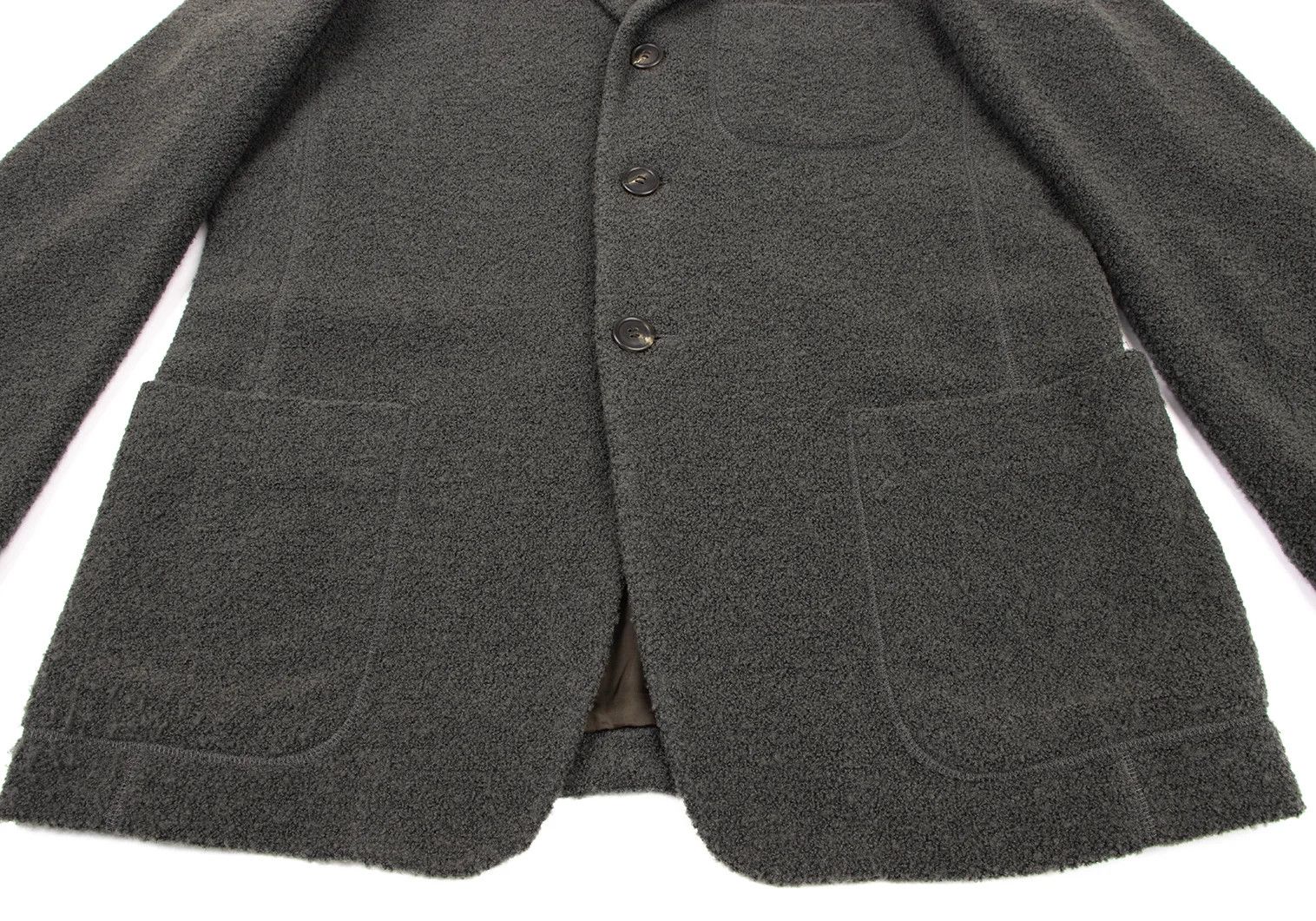 Issey Miyake Wool Blend Pile Knit Jacket in Khaki Gray, Size XL Size US XL / EU 56 / 4 - 11 Thumbnail