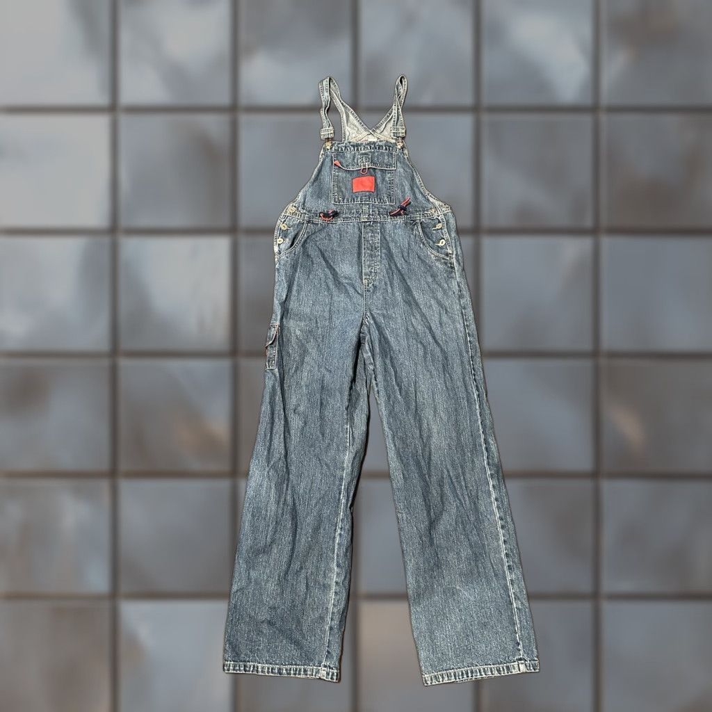 Equipment VINTAGE BUM Equipment Bib Overalls Denim Blue 90s Women's M Medium Jeans Cargo Pocket 5-Pocket Design Buckle Button Size 32" / US 10 / IT 46 - 1 Thumbnail