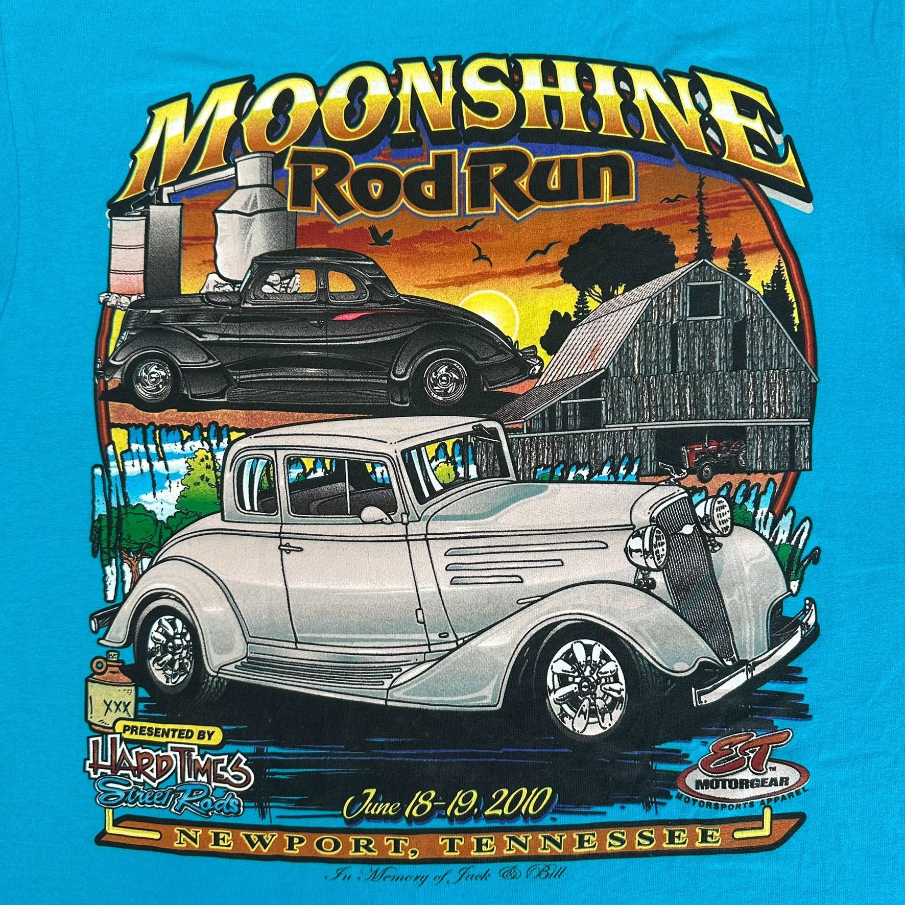Anvil Vintage Y2K Moonshine Rod Run Car Show T-Shirt Blue M Retro Size US M / EU 48-50 / 2 - 2 Thumbnail