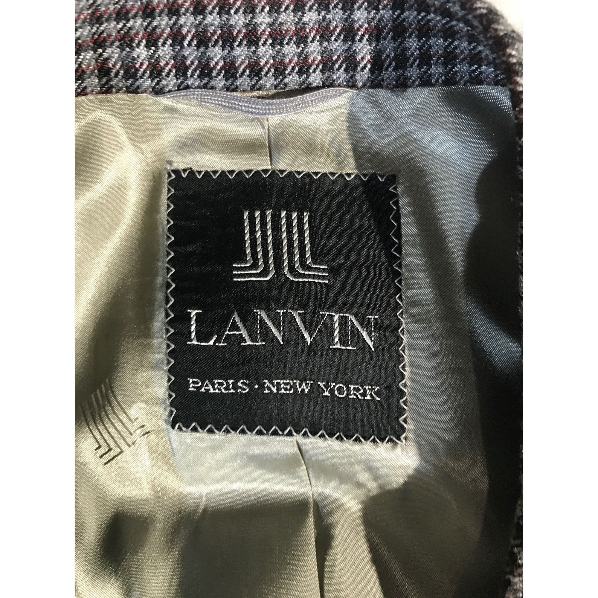 Lanvin Lanvin Paris-New York Men' s Gray/Wine Tweed Wool Blazer Size 42R - 3 Thumbnail