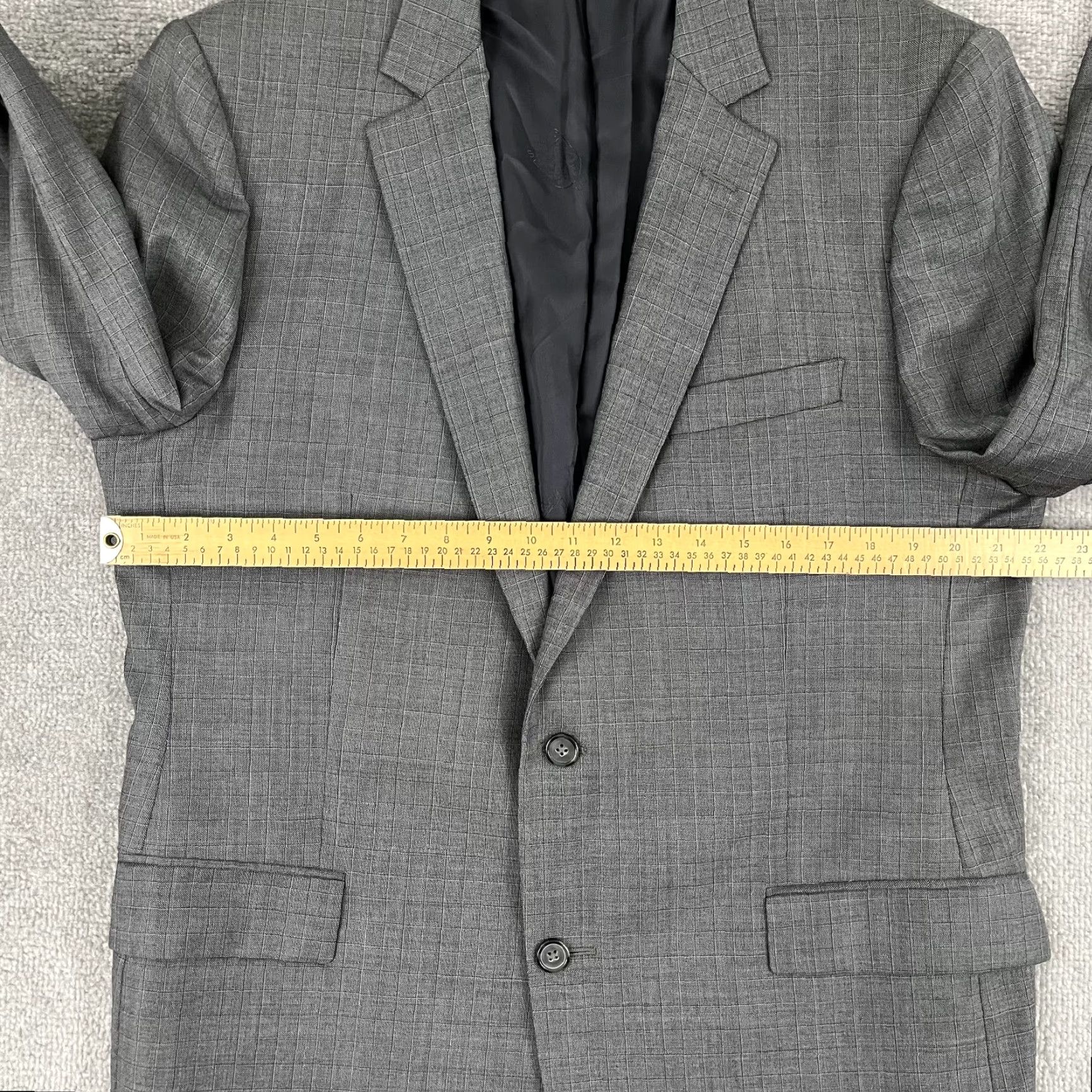Brooks Brothers VINTAGE Brooks Brothers Sport Coat Men 44L Fitzgerald Saxxon Wool Gray Windowpane Blazer Size 44R - 7 Thumbnail
