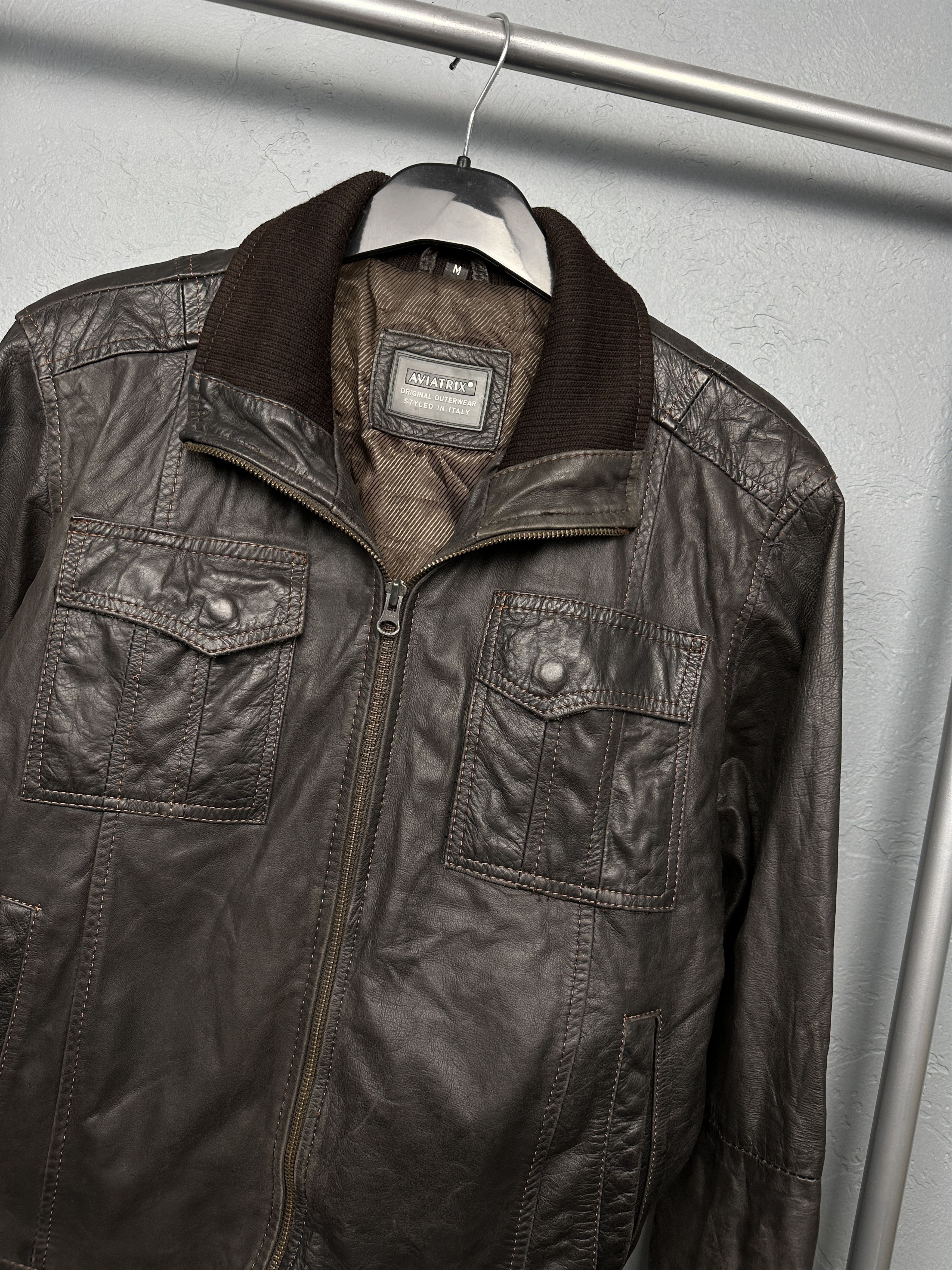 Genuine Leather Aviatrix Vintage Mens Military Leather Jacket Size US M / EU 48-50 / 2 - 2 Thumbnail