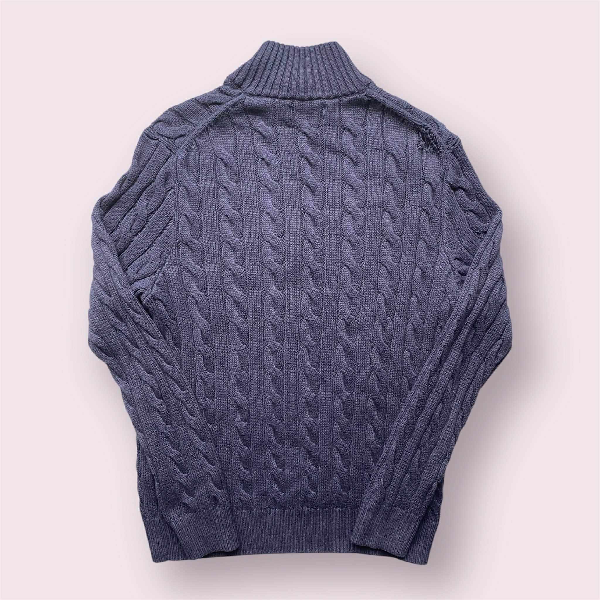 Polo Ralph Lauren Polo Ralph Lauren Navy Blue Cable Knit 1/4 Zip Jumper Size US M / EU 48-50 / 2 - 2 Thumbnail