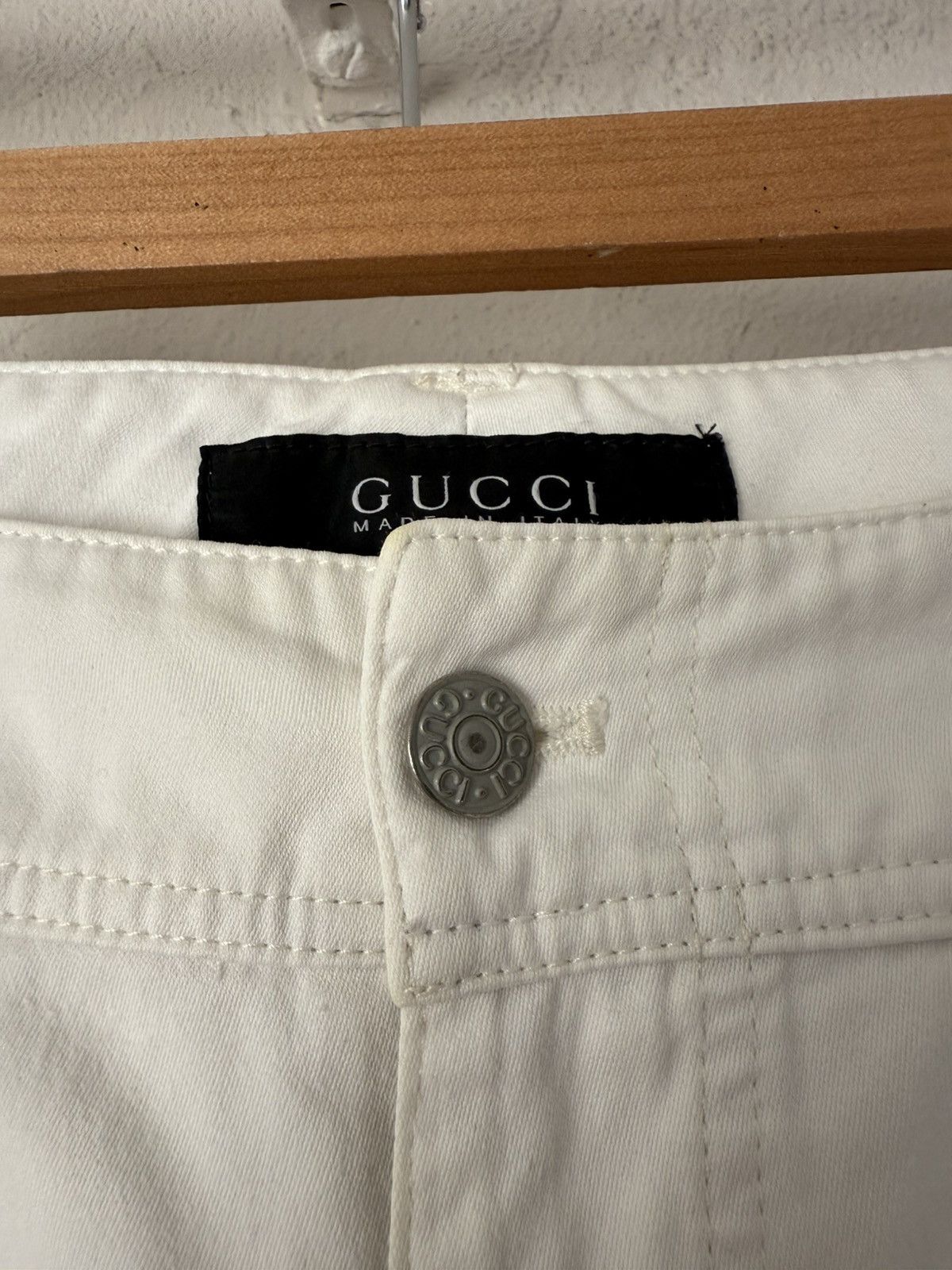 Gucci White Cotton Pants with GG Logo Detail Size US 34 / EU 50 - 8 Thumbnail