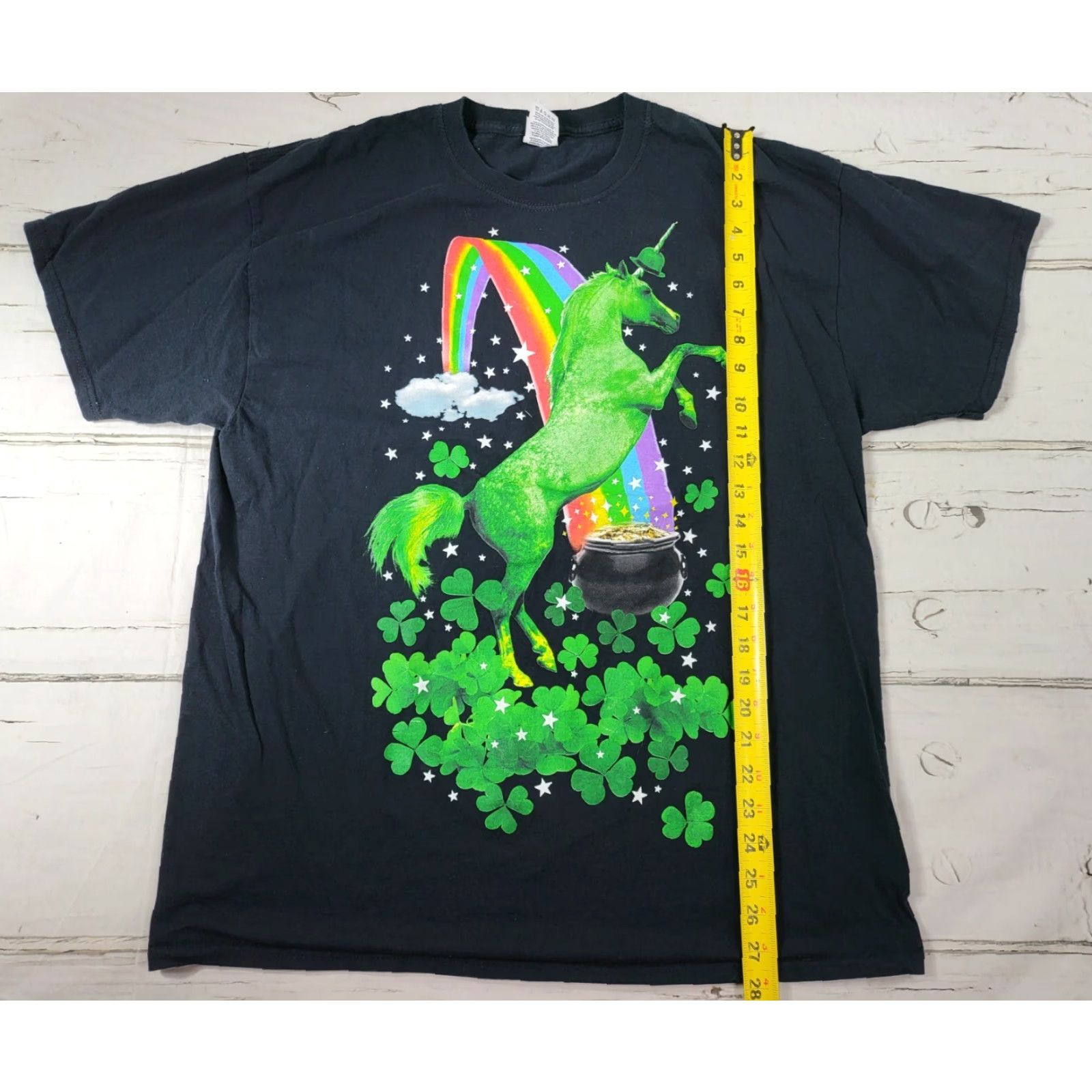 Rainbow Lucky St Patrick's Day Unicorn Rainbow Shamrock Short Sleeve XL FOTL T-Shirt Black Men EUC Size US 36 / EU 52 - 6 Thumbnail