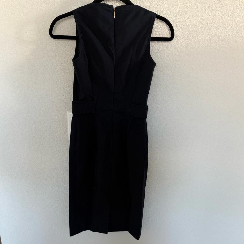 Designer Tory Burch Tayler Navy Sleeveless Sheath Dress Square Neck 0 Size XS / US 0-2 / IT 36-38 - 5 Thumbnail