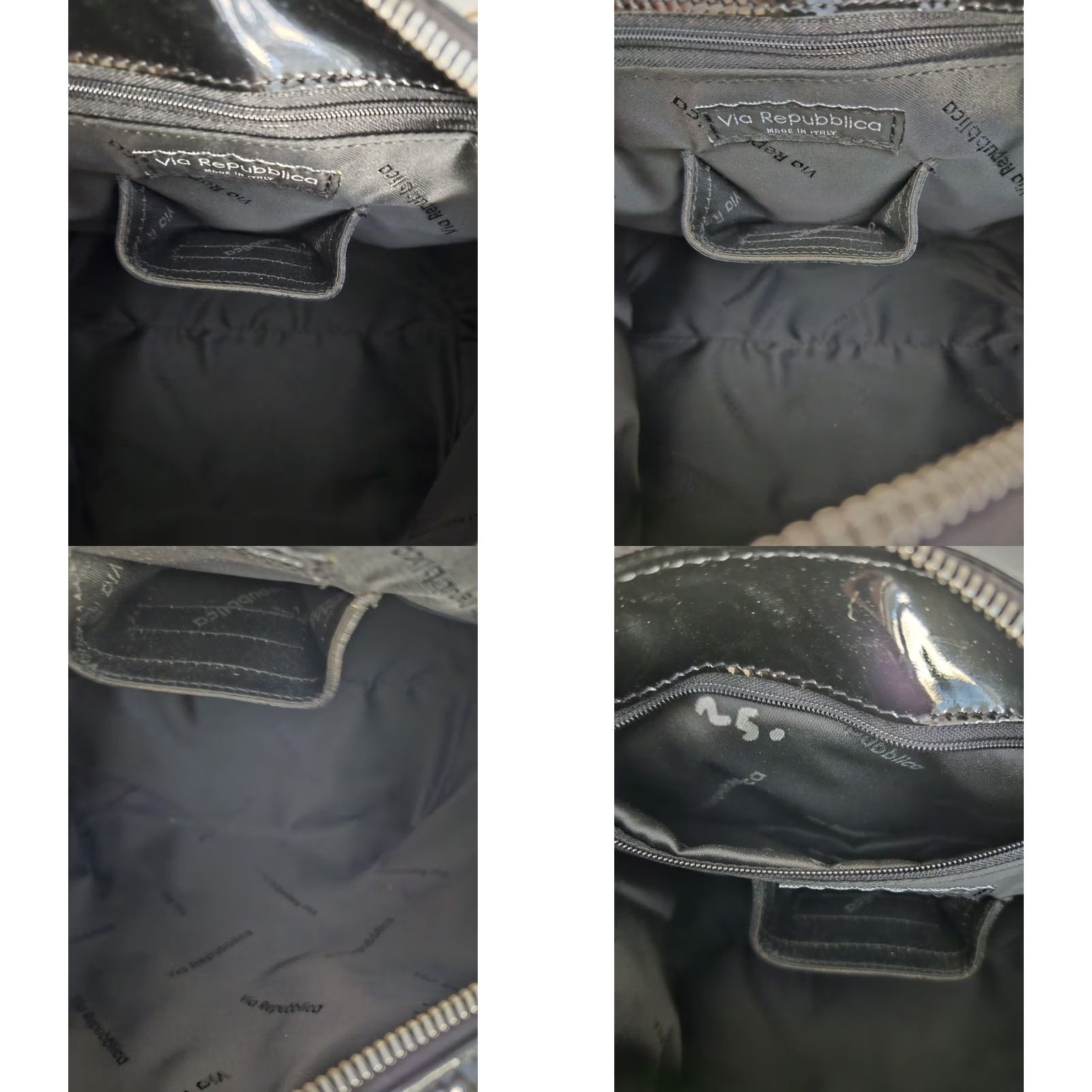Vintage VIA REPUBBLICA Women's Black Hand Bag Shoulder Bag Medium Black Zip Closure Fashion Handbag Italy Women Contemporary Size ONE SIZE - 10 Thumbnail