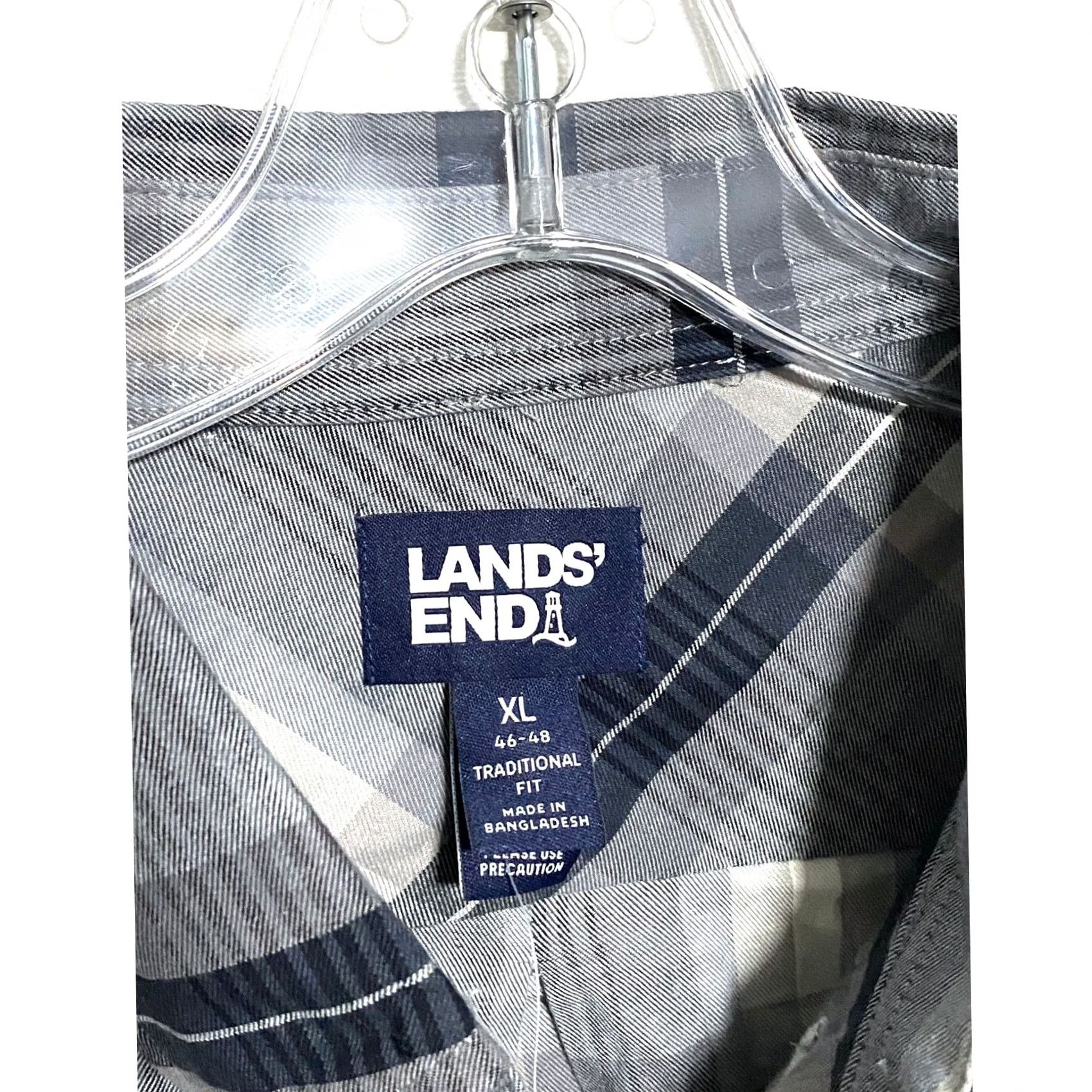 Lands' End Lands End Shirt Mens XL Gray Plaid Traditional Button Classic Pockets Flap NWT Size US XL / EU 56 / 4 - 5 Thumbnail