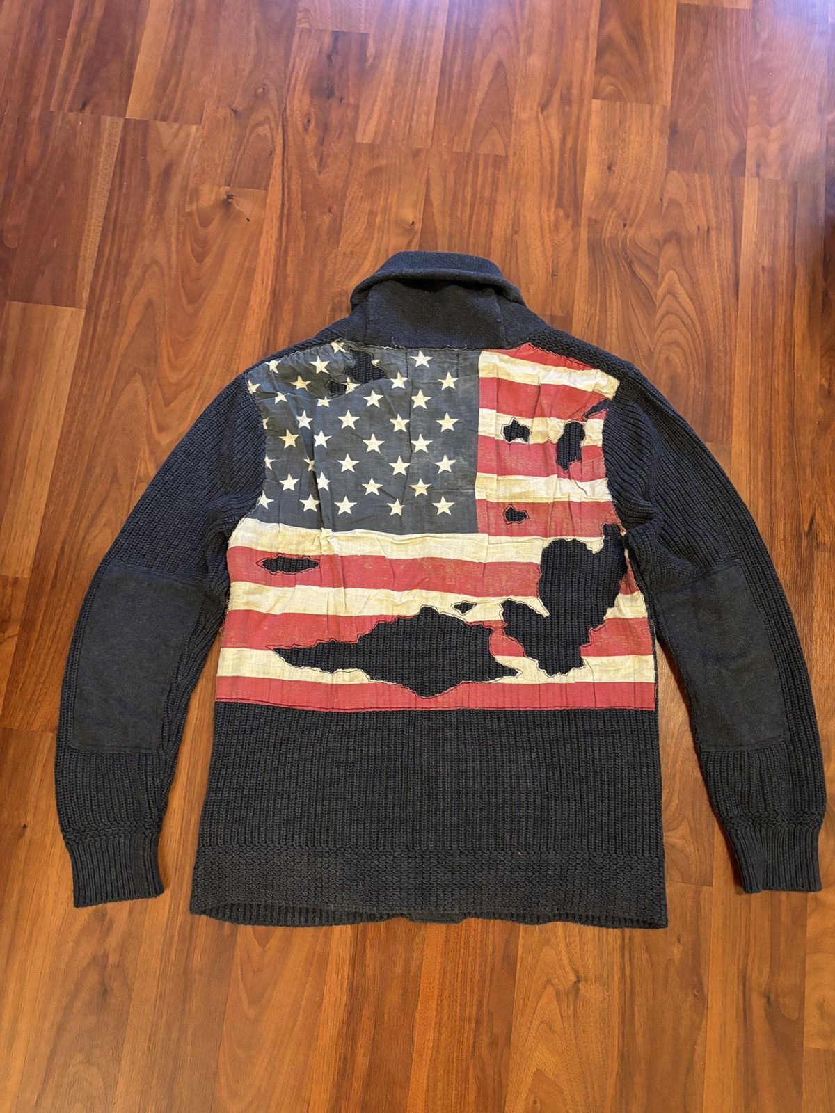 Denim & Supply Ralph Lauren Distressed flag cardigan Size US M / EU 48-50 / 2 - 1 Thumbnail