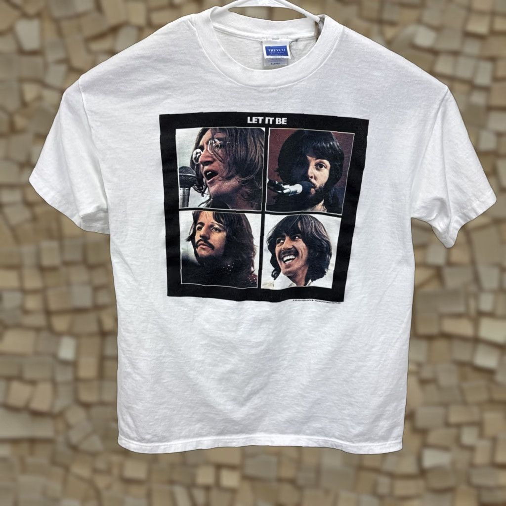 Vintage VINTAGE The Beatles Let It Be Album Cover T-Shirt Concert Tee XL White Shirt Mens Size US XL / EU 56 / 4 - 1 Thumbnail